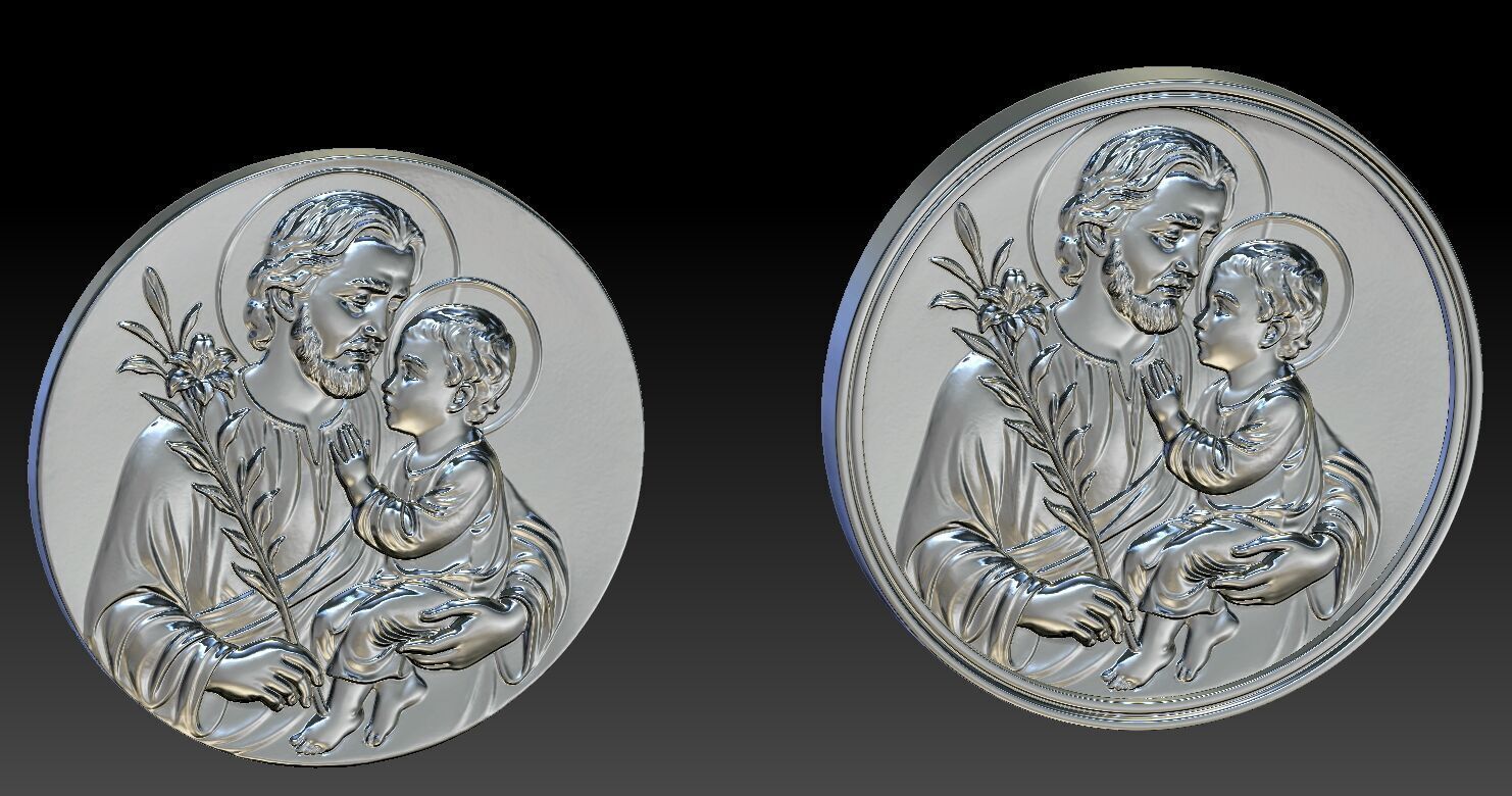 Saint Joseph pendant 3D print model 3D print model_16
