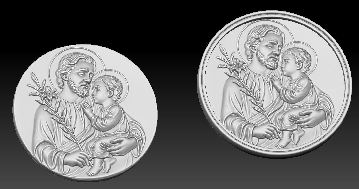 Saint Joseph pendant 3D print model 3D print model_2