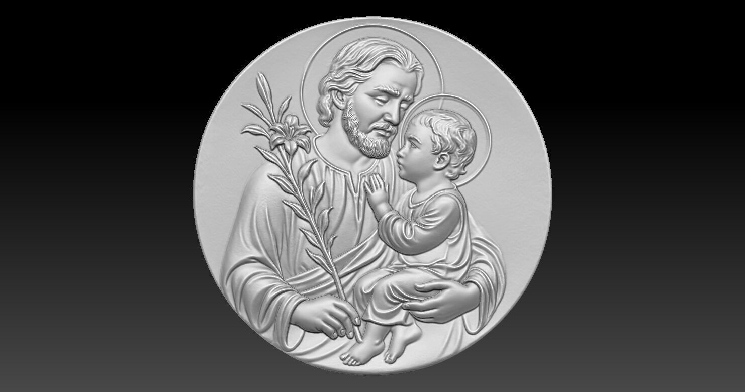 Saint Joseph pendant 3D print model 3D print model_1
