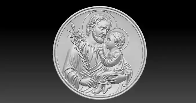 Saint Joseph pendant 3D print model  3D print model