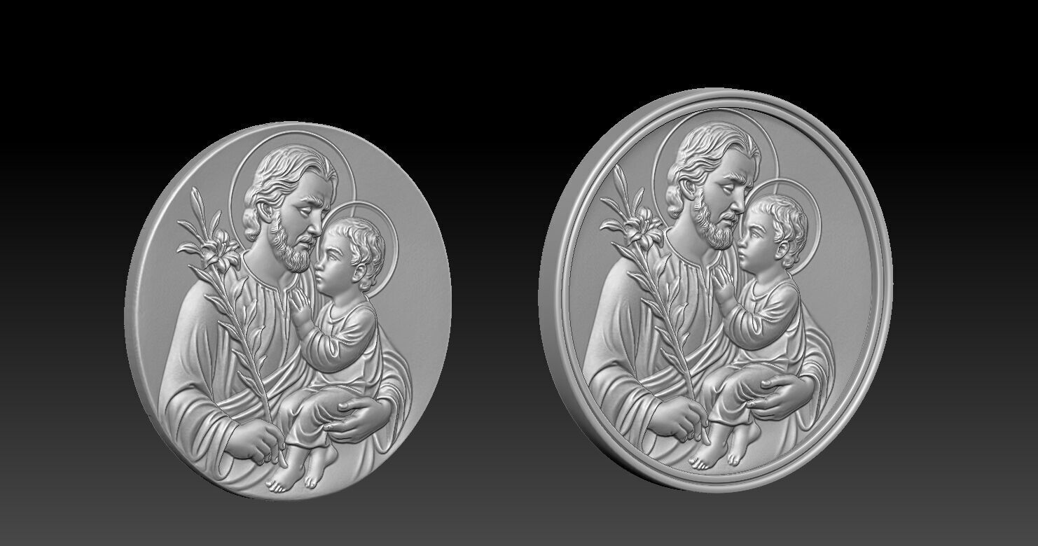 Saint Joseph pendant 3D print model 3D print model_14
