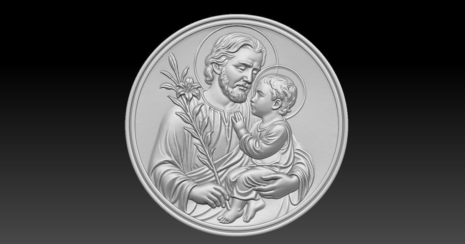 Saint Joseph pendant 3D print model 3D print model_3