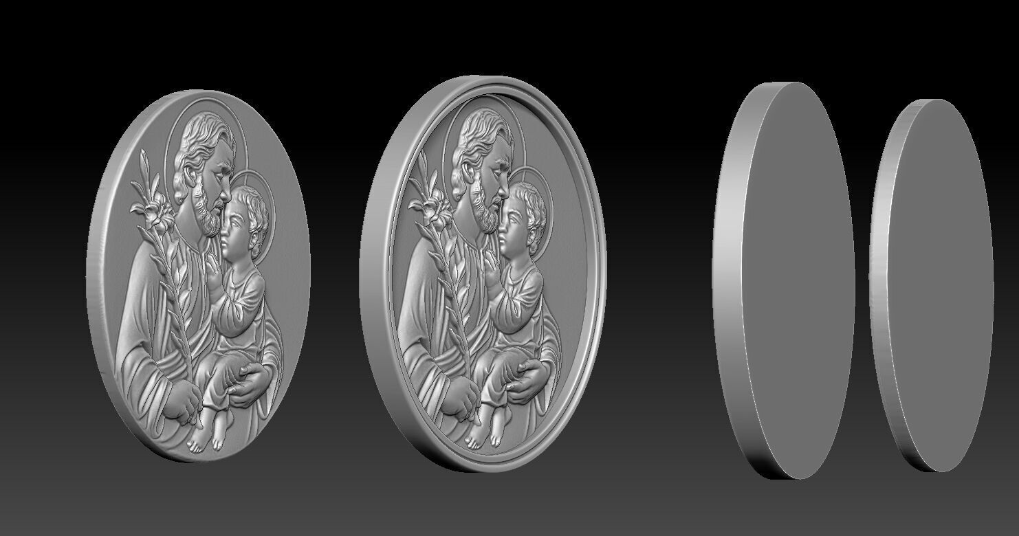 Saint Joseph pendant 3D print model 3D print model_13