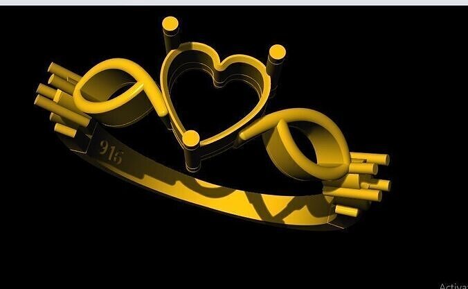 heart stone ring 3dm file 3D print model