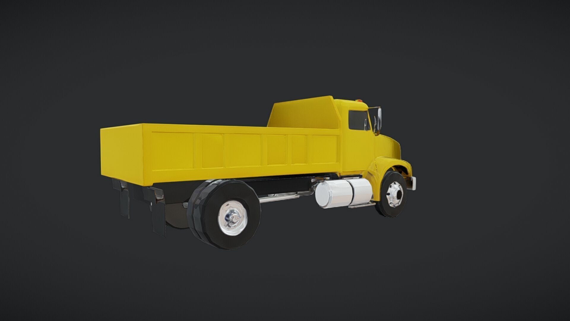yellow dump truck 3D model_4