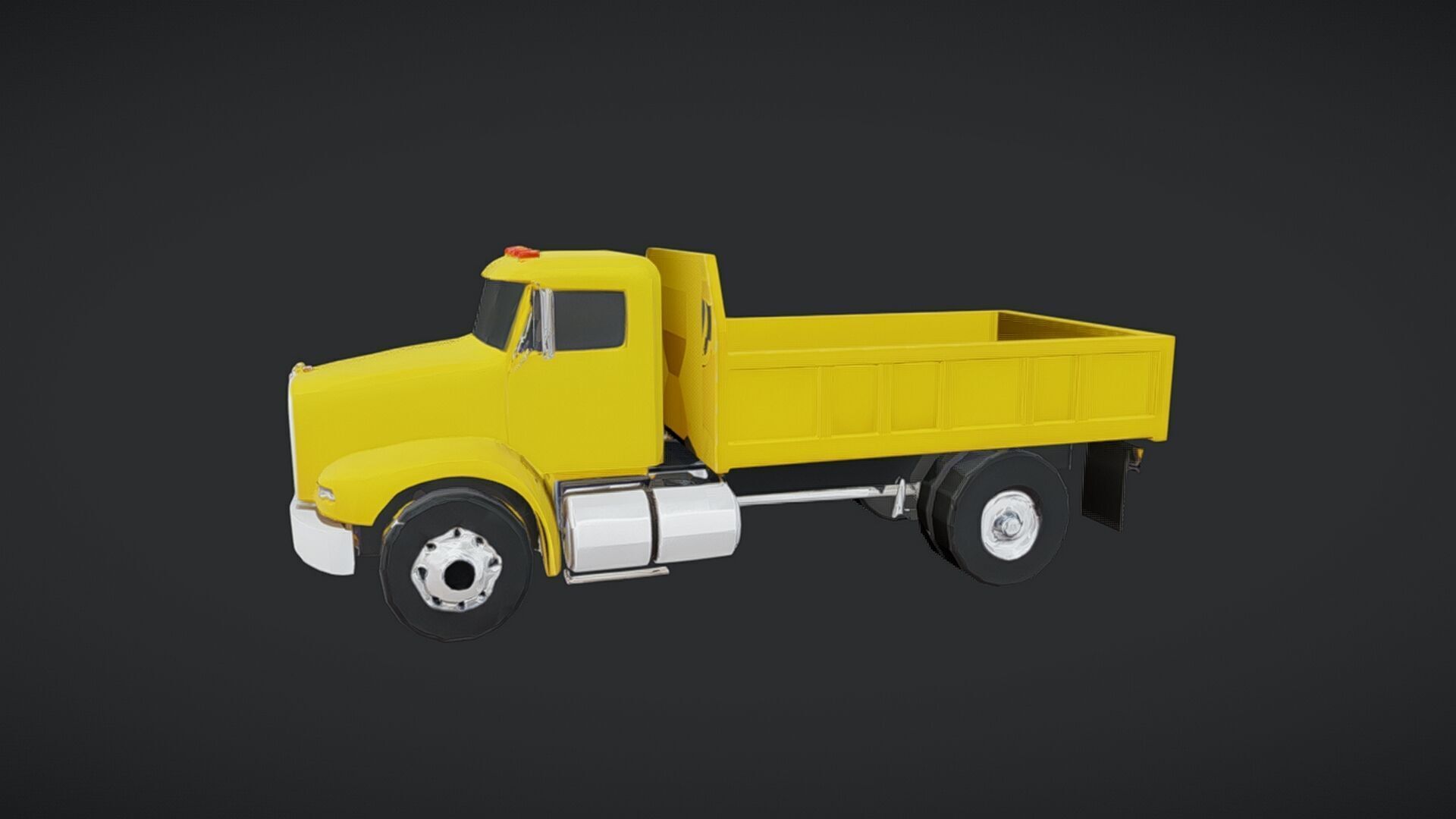 yellow dump truck 3D model_16