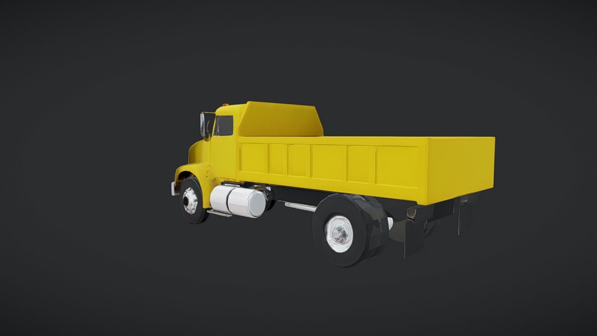 yellow dump truck 3D model_2