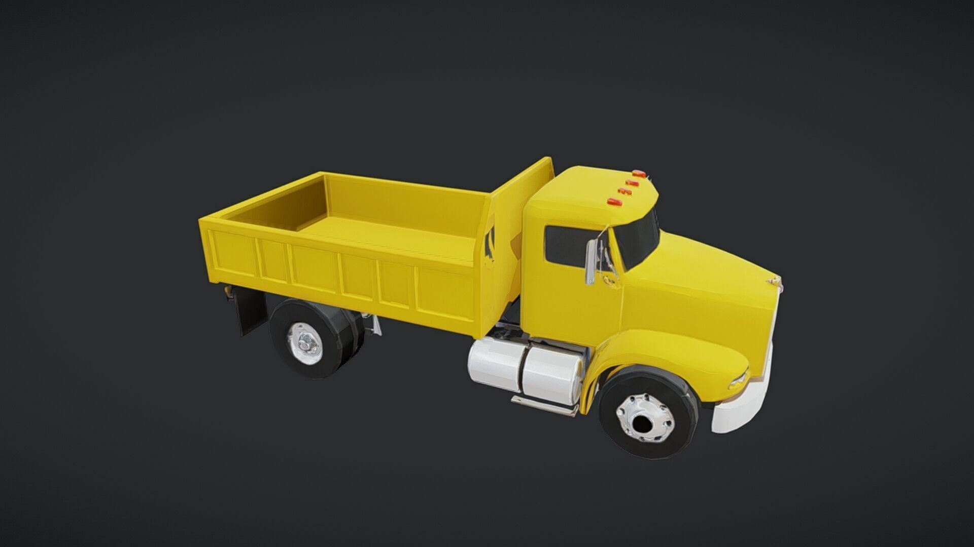 yellow dump truck 3D model_14