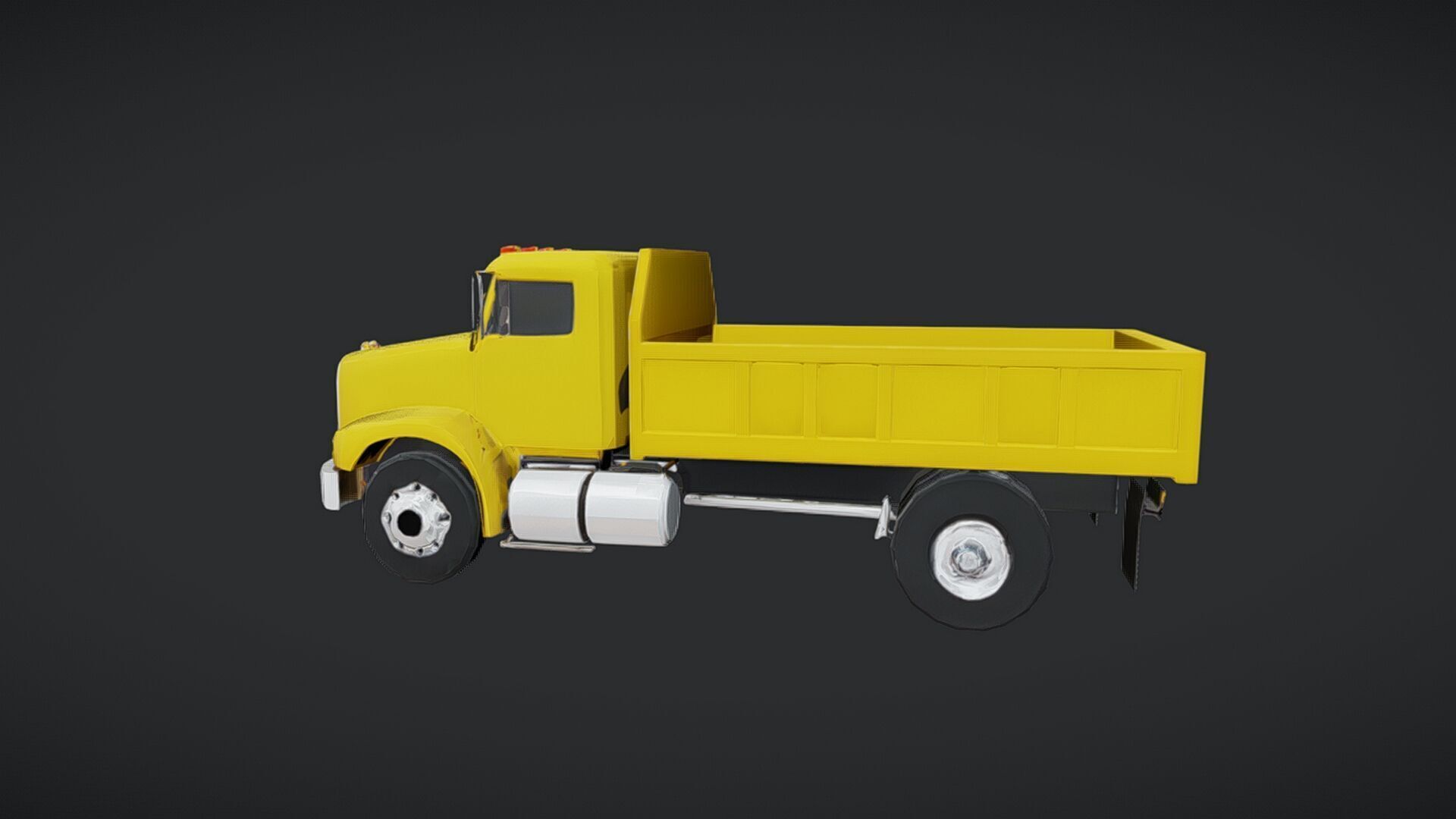 yellow dump truck 3D model_25