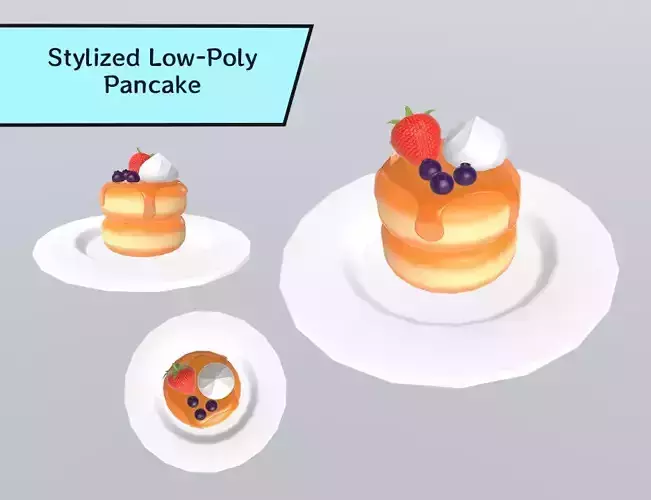 Stylized Low-Poly Pancake Stack