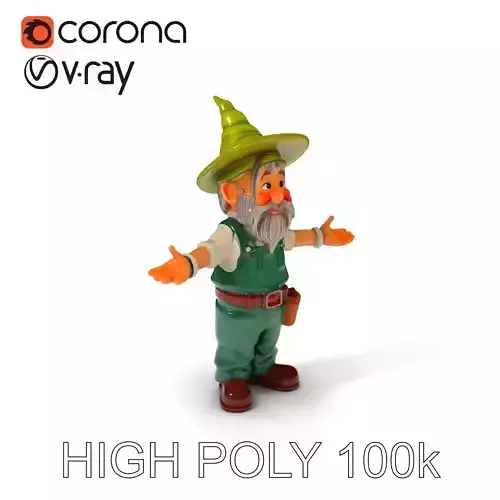 Jolly Forest Gnome D Character Model with PBR Textures
