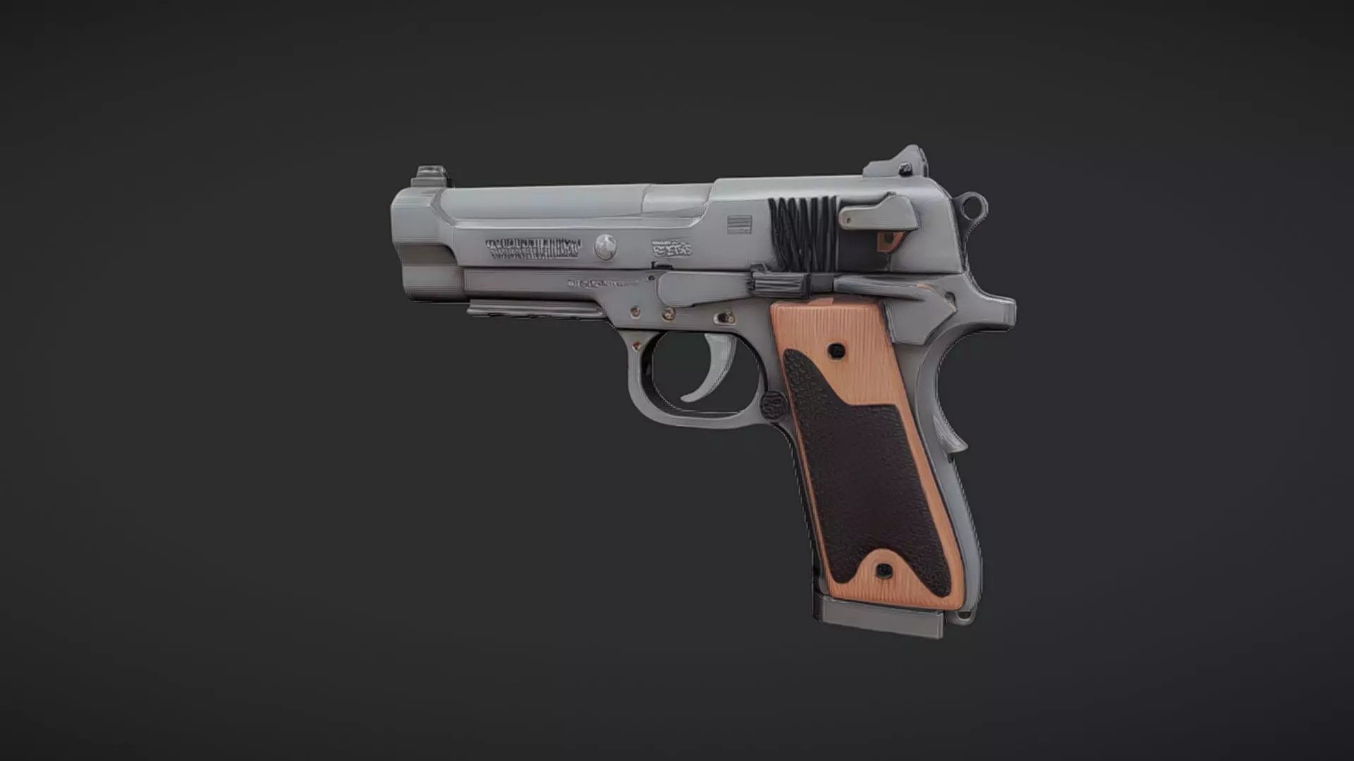 semi-automatic handgun pistol 3D model_0