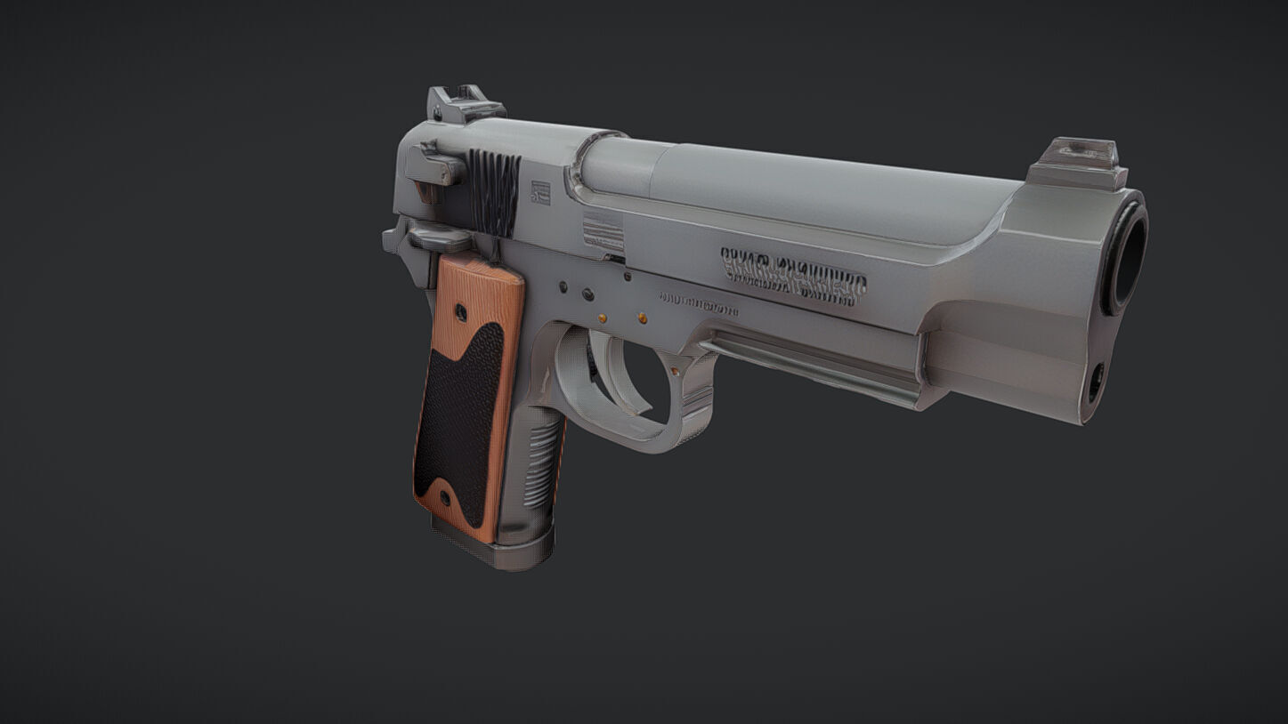 semi-automatic handgun pistol 3D model_26