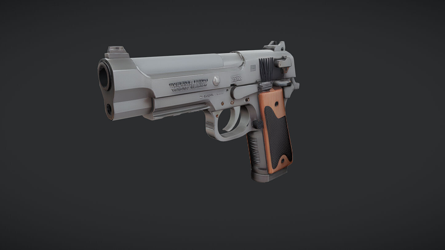 semi-automatic handgun pistol 3D model_23