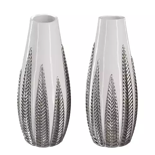 White vase with silver decor