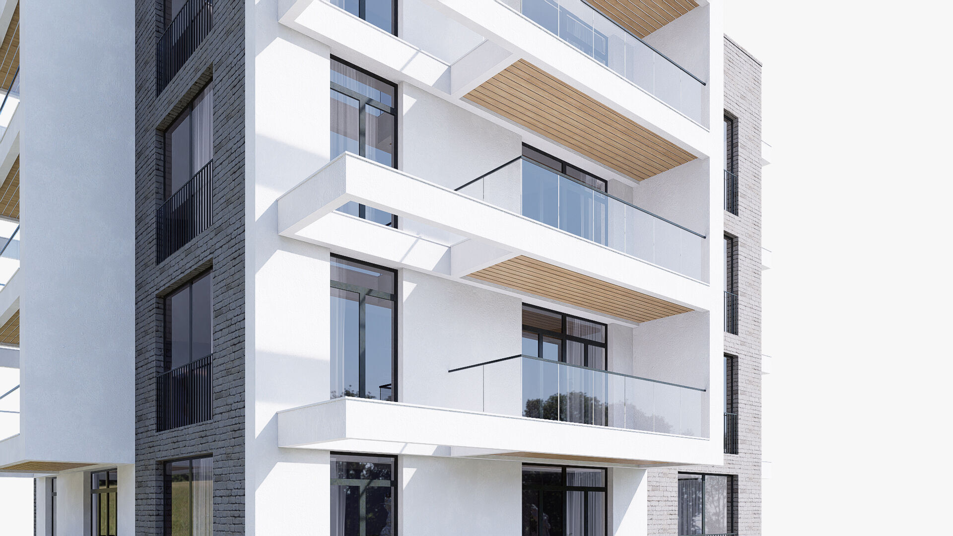 Modern residential building Low-poly 3D model_3