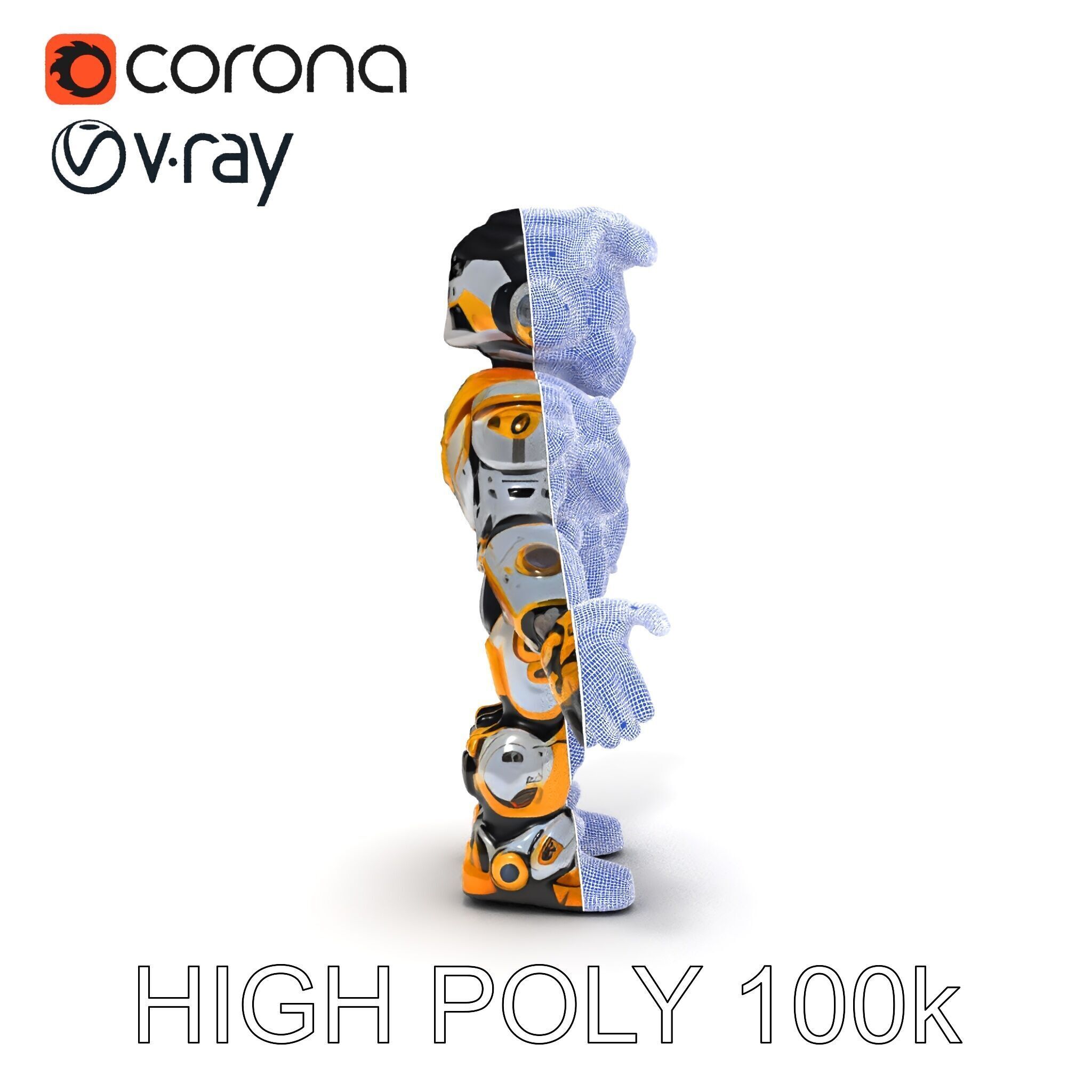 Futuristic Armored Warrior with Headset and Sunglasses Low-poly 3D model_14