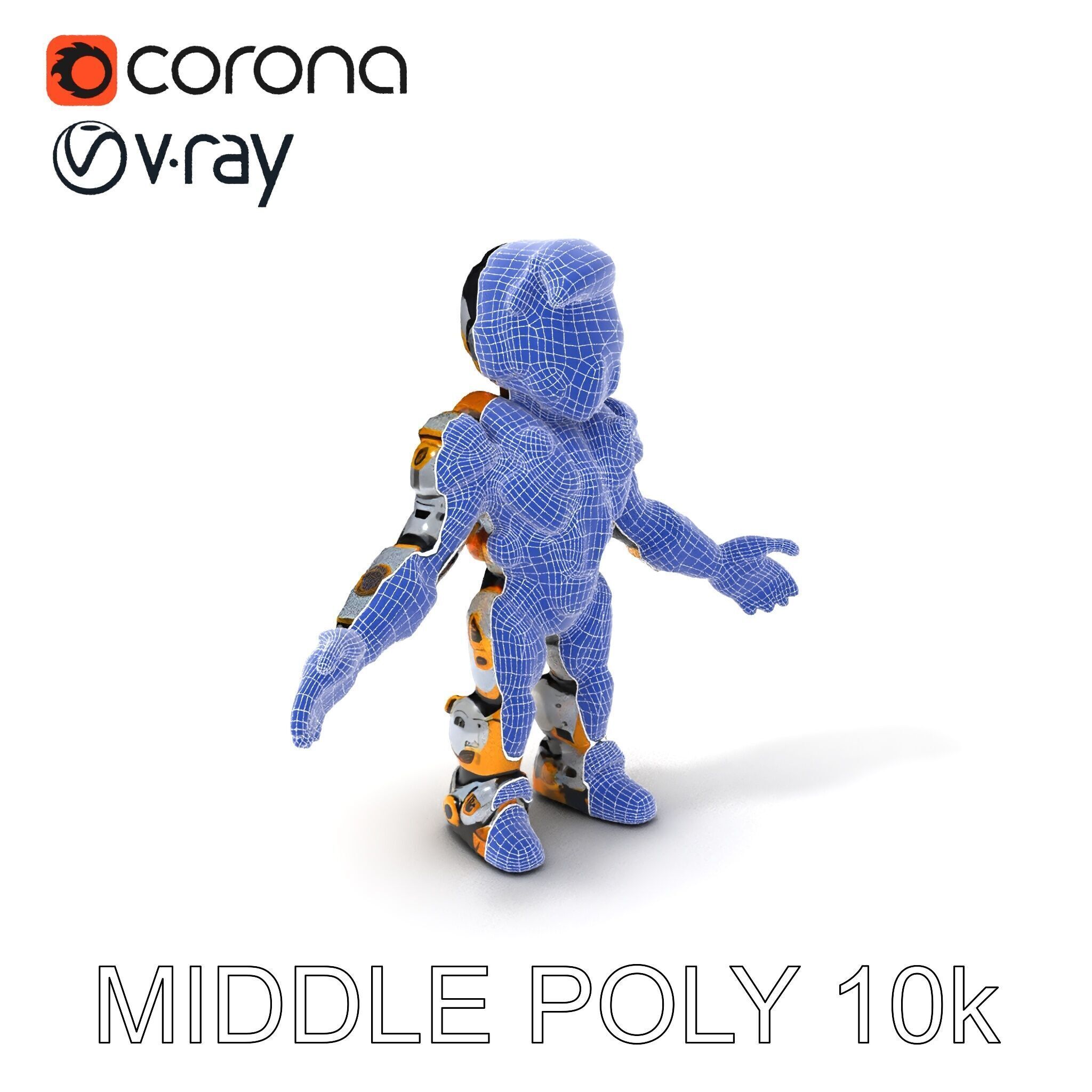 Futuristic Armored Warrior with Headset and Sunglasses Low-poly 3D model_28