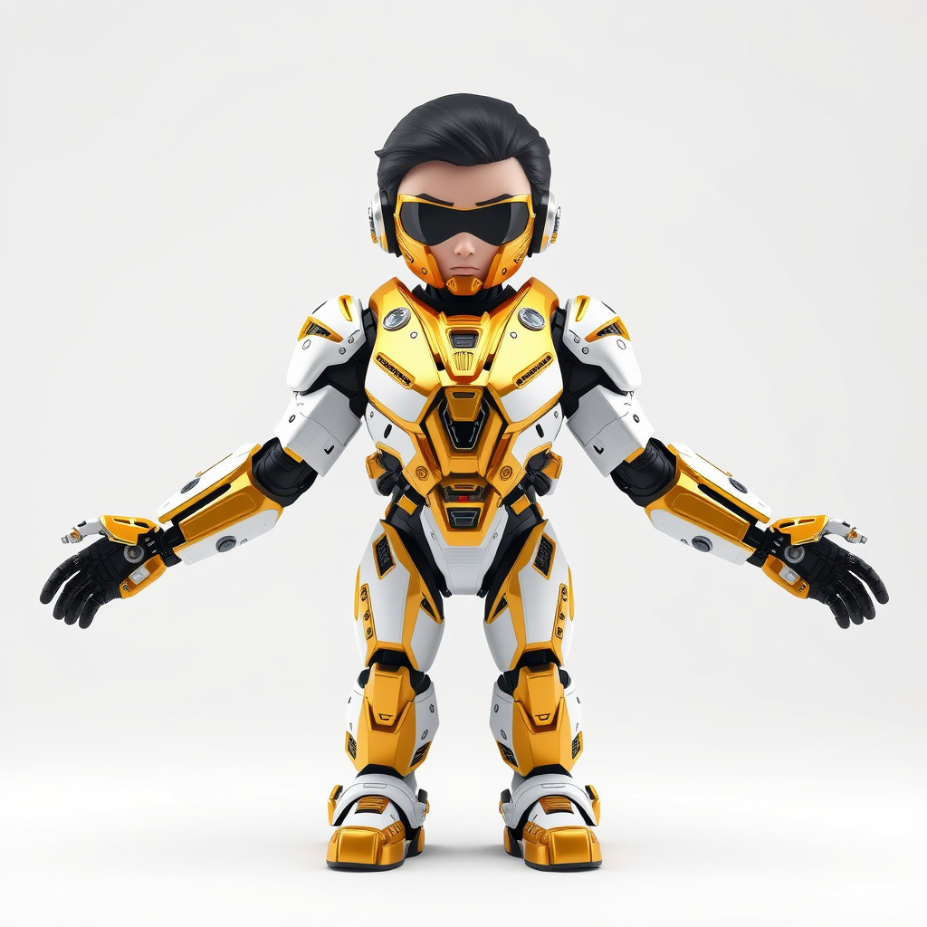 Futuristic Armored Warrior with Headset and Sunglasses Low-poly 3D model_4