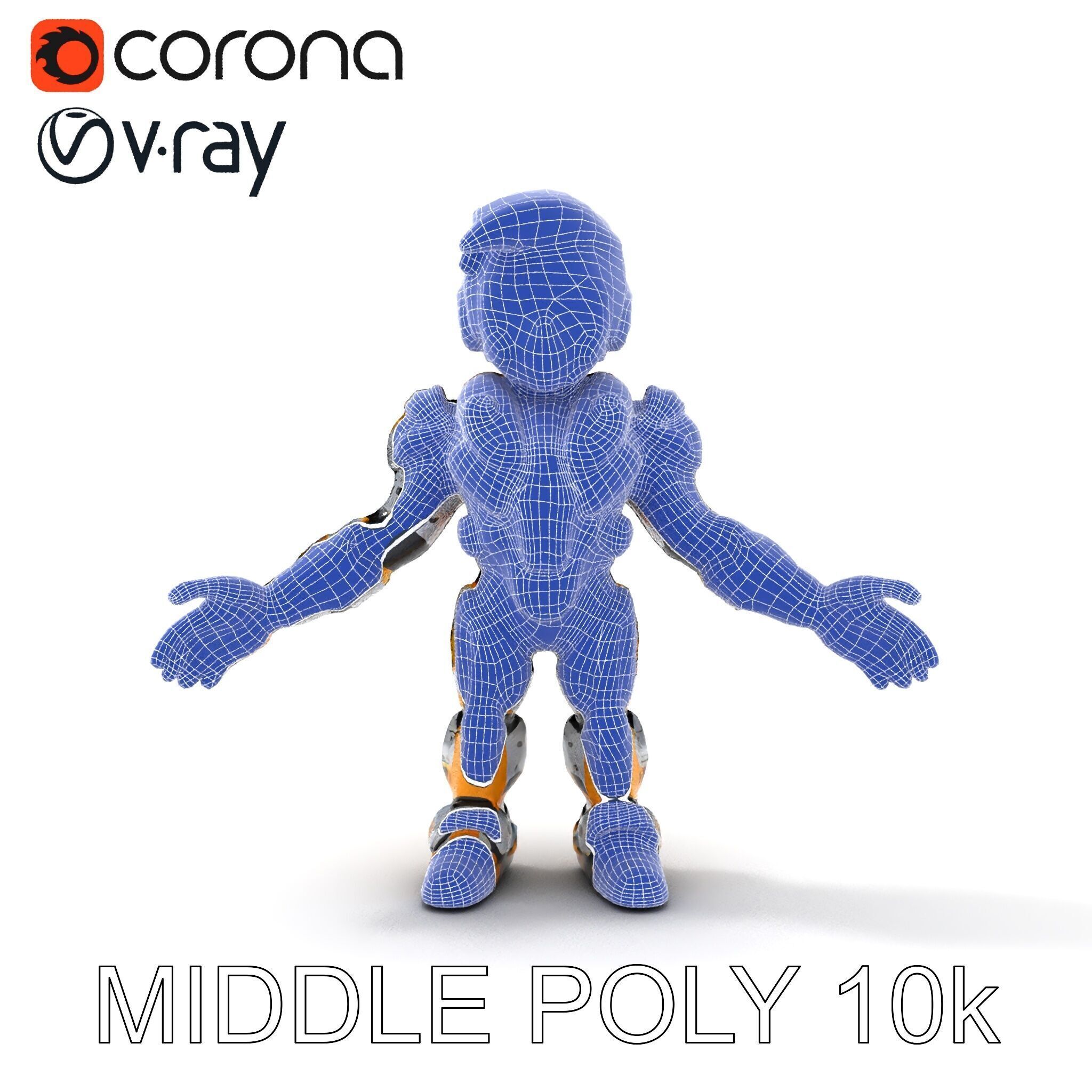 Futuristic Armored Warrior with Headset and Sunglasses Low-poly 3D model_24