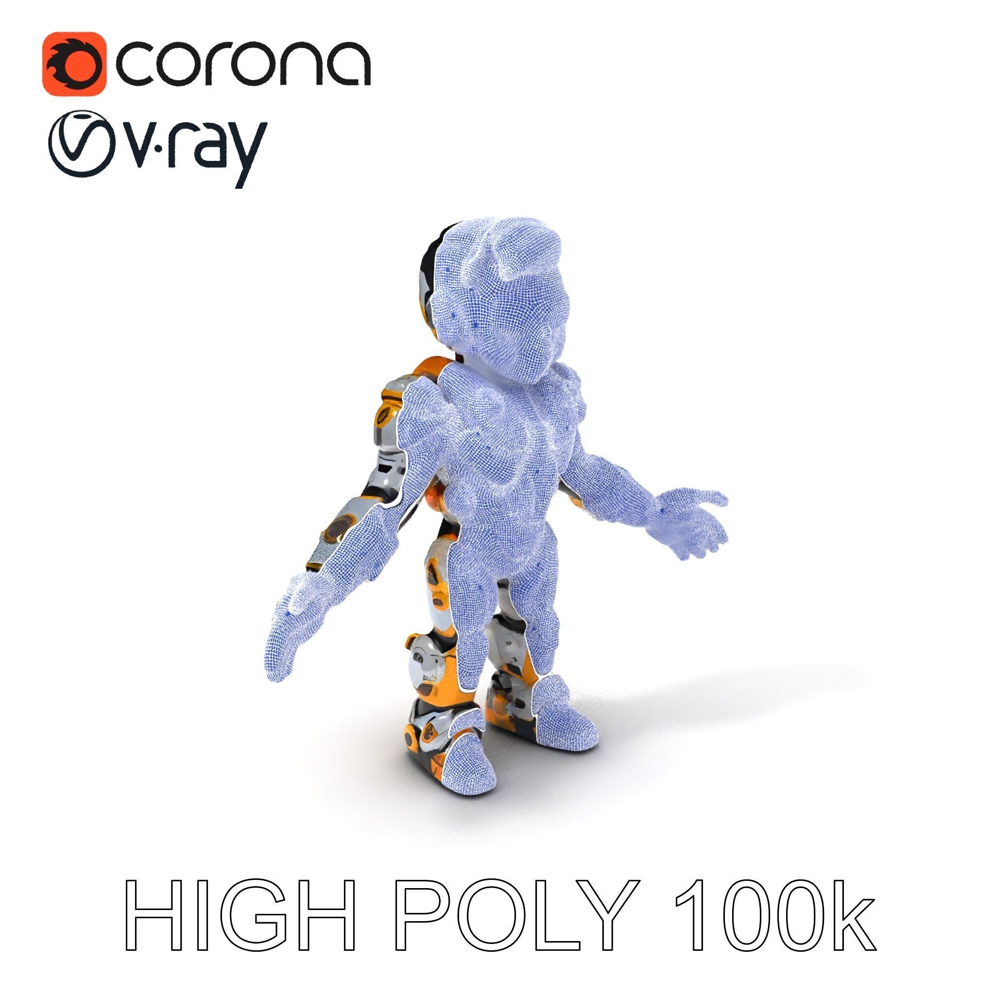 Futuristic Armored Warrior with Headset and Sunglasses Low-poly 3D model_3