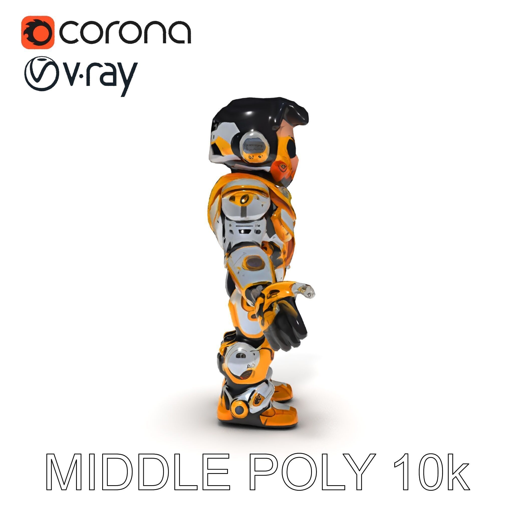 Futuristic Armored Warrior with Headset and Sunglasses Low-poly 3D model_21