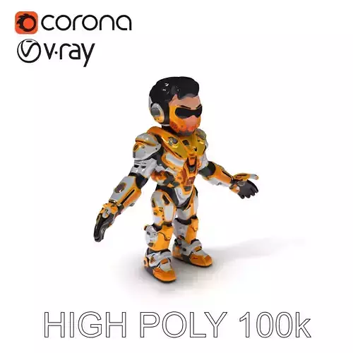 Futuristic Armored Warrior with Headset and Sunglasses Low-poly 3D model