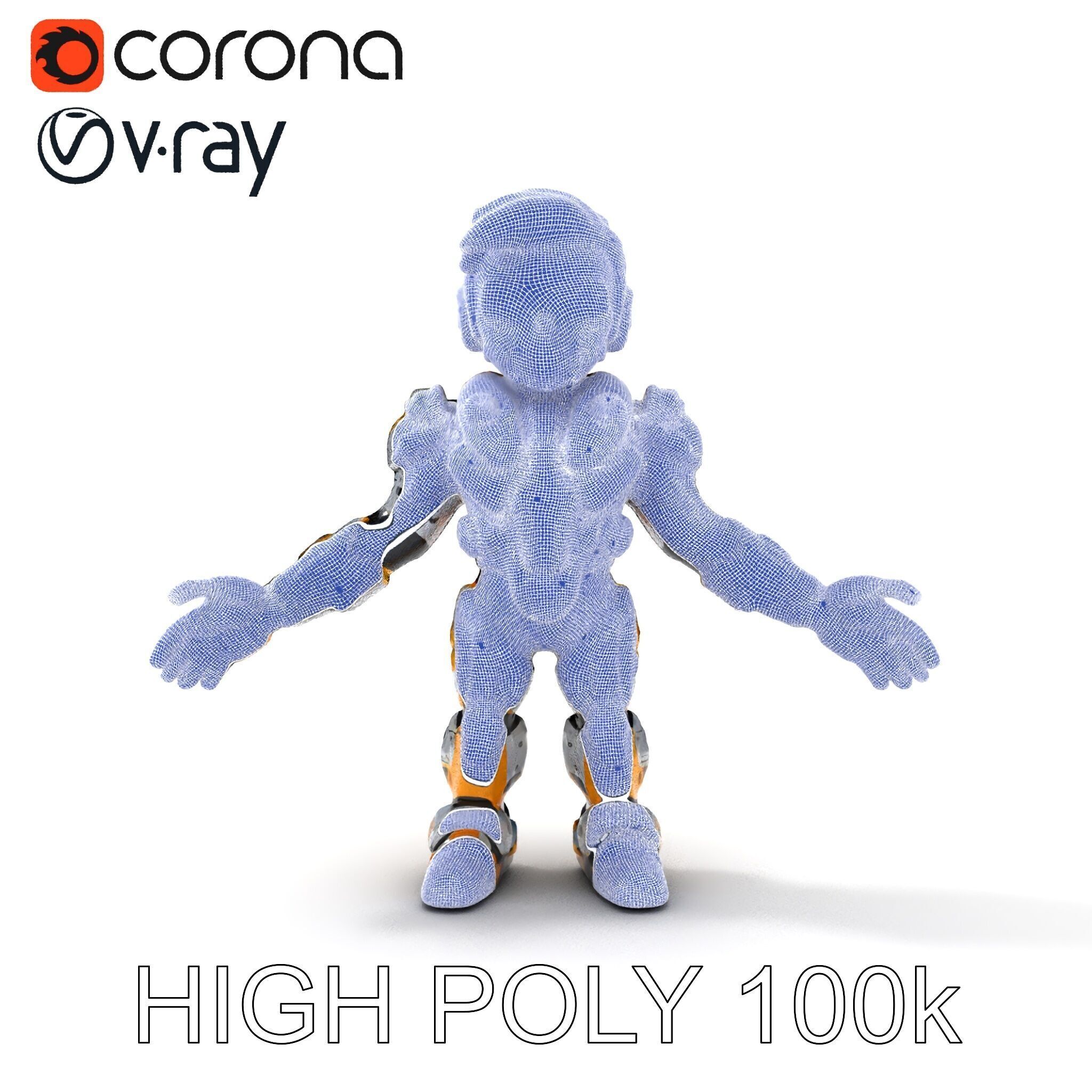 Futuristic Armored Warrior with Headset and Sunglasses Low-poly 3D model_8