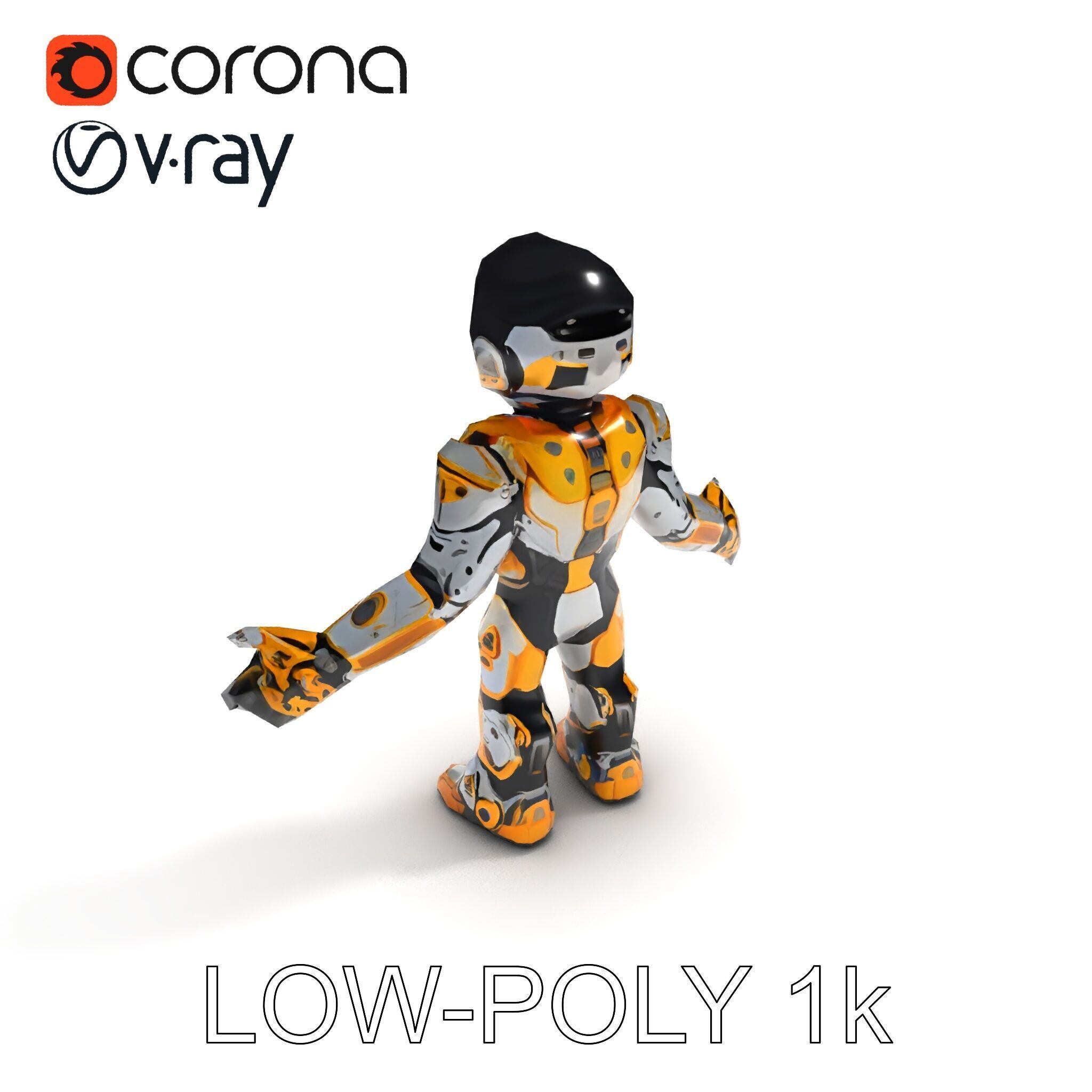 Futuristic Armored Warrior with Headset and Sunglasses Low-poly 3D model_25