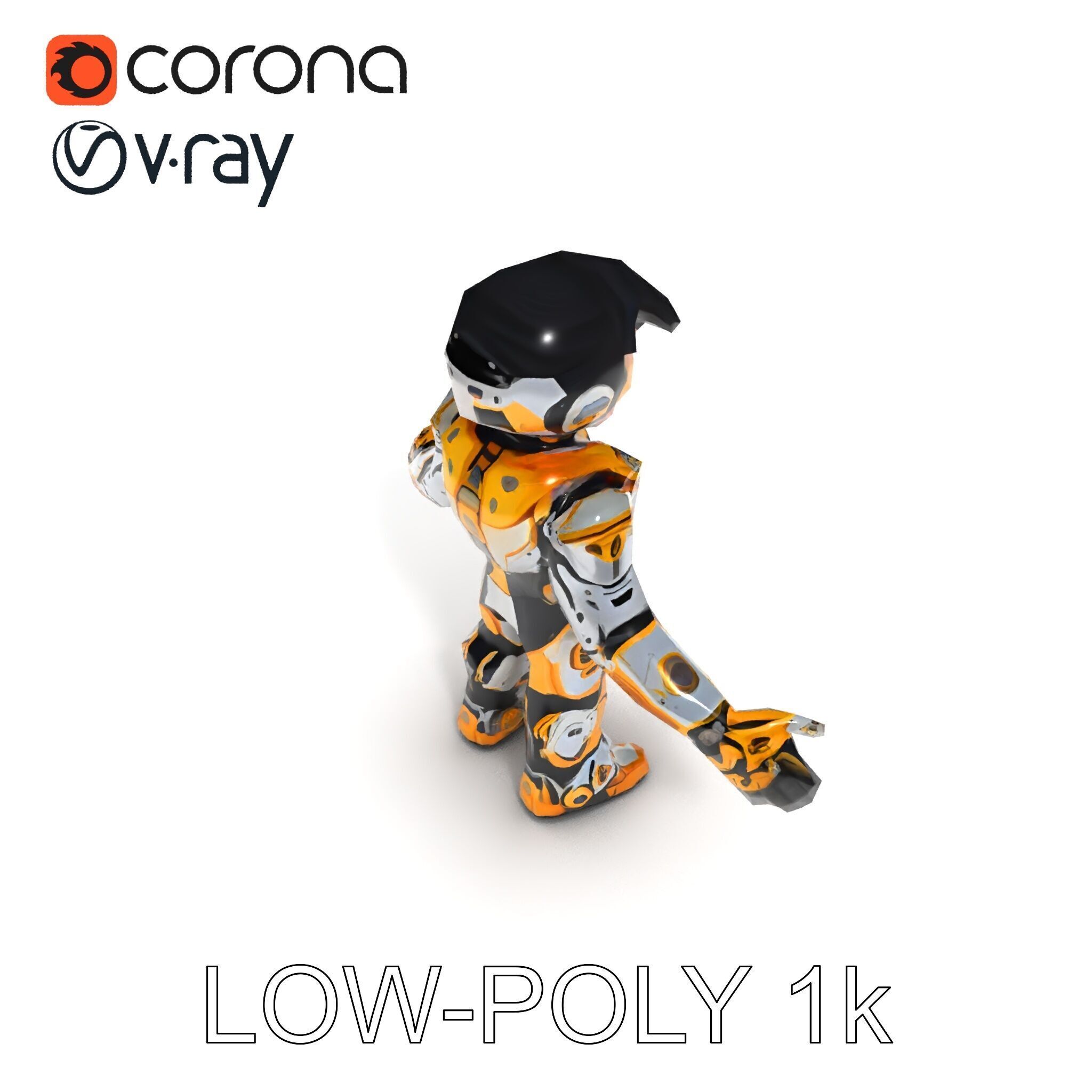 Futuristic Armored Warrior with Headset and Sunglasses Low-poly 3D model_27