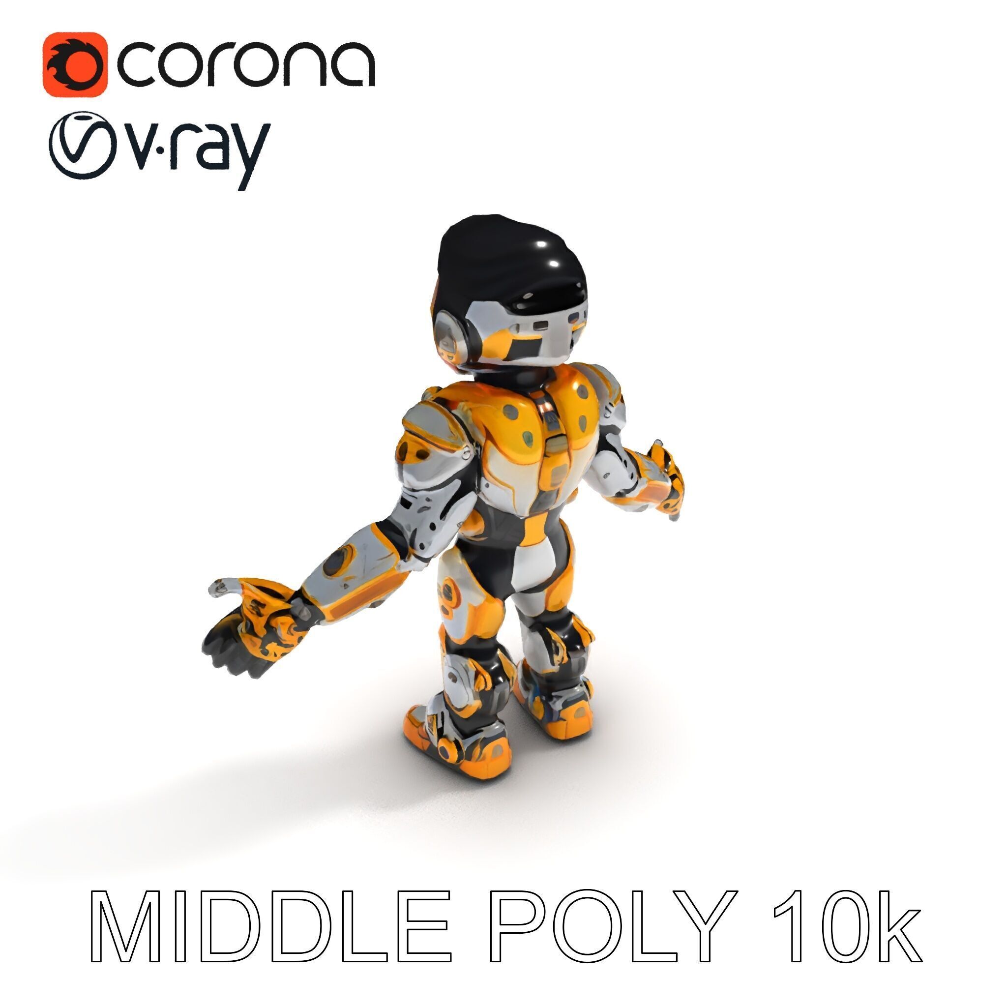 Futuristic Armored Warrior with Headset and Sunglasses Low-poly 3D model_26