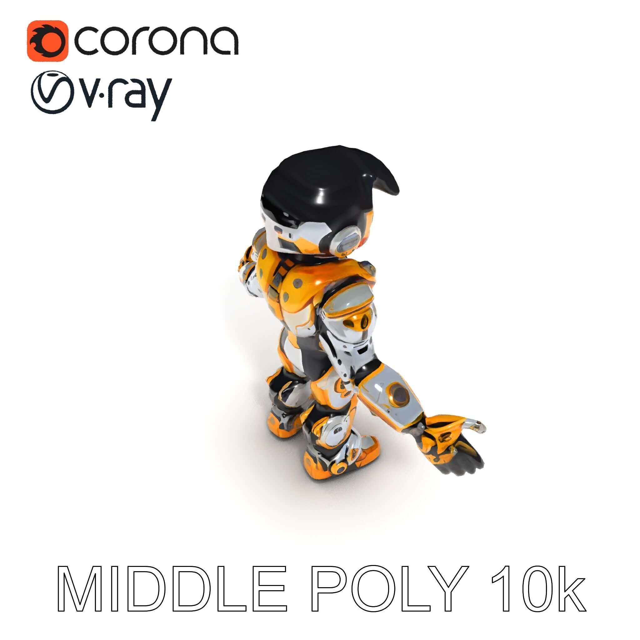 Futuristic Armored Warrior with Headset and Sunglasses Low-poly 3D model_36