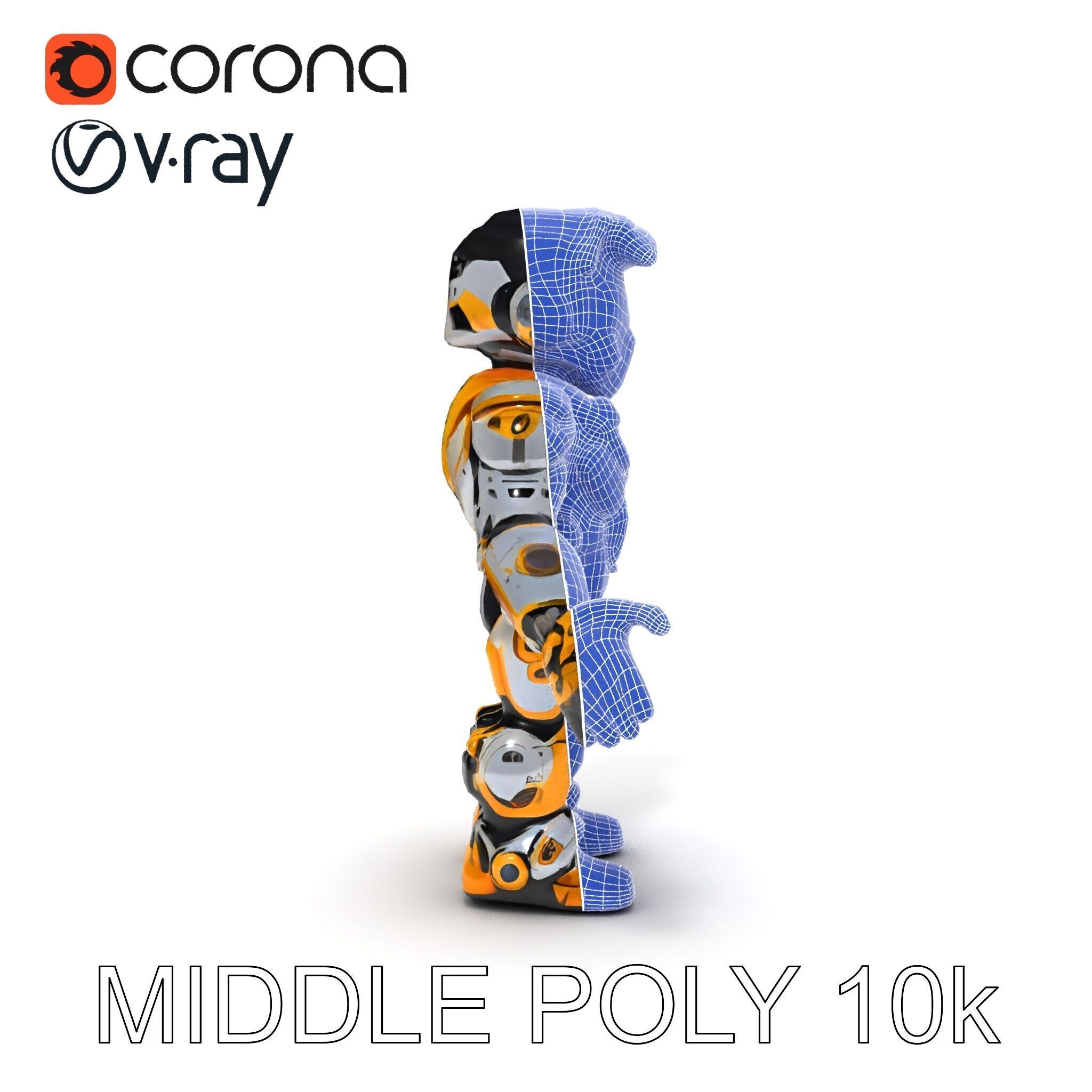 Futuristic Armored Warrior with Headset and Sunglasses Low-poly 3D model_18