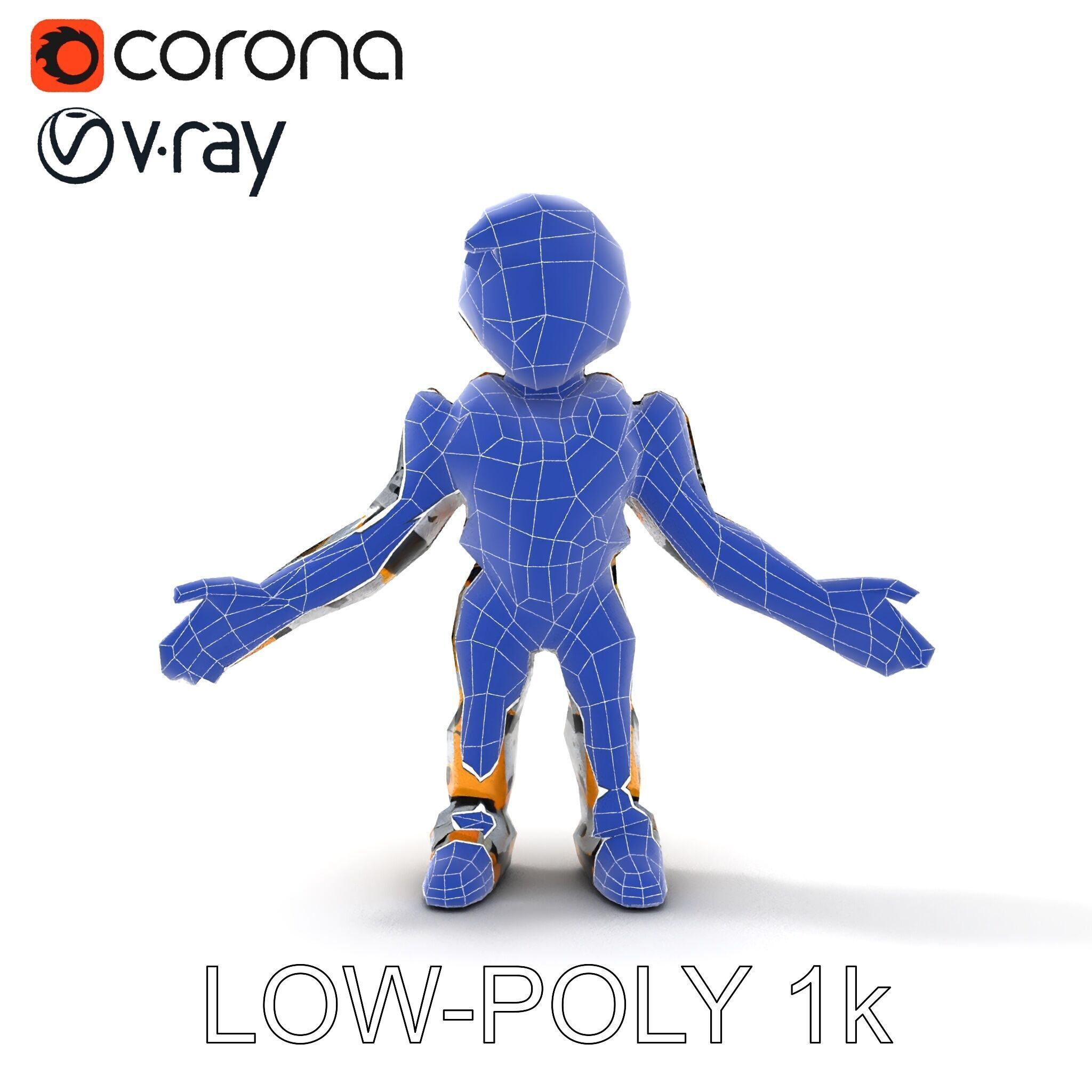 Futuristic Armored Warrior with Headset and Sunglasses Low-poly 3D model_10