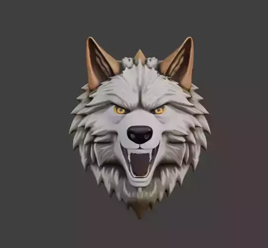 Wolf Head  Game Ready 3D Model with PBR Materials