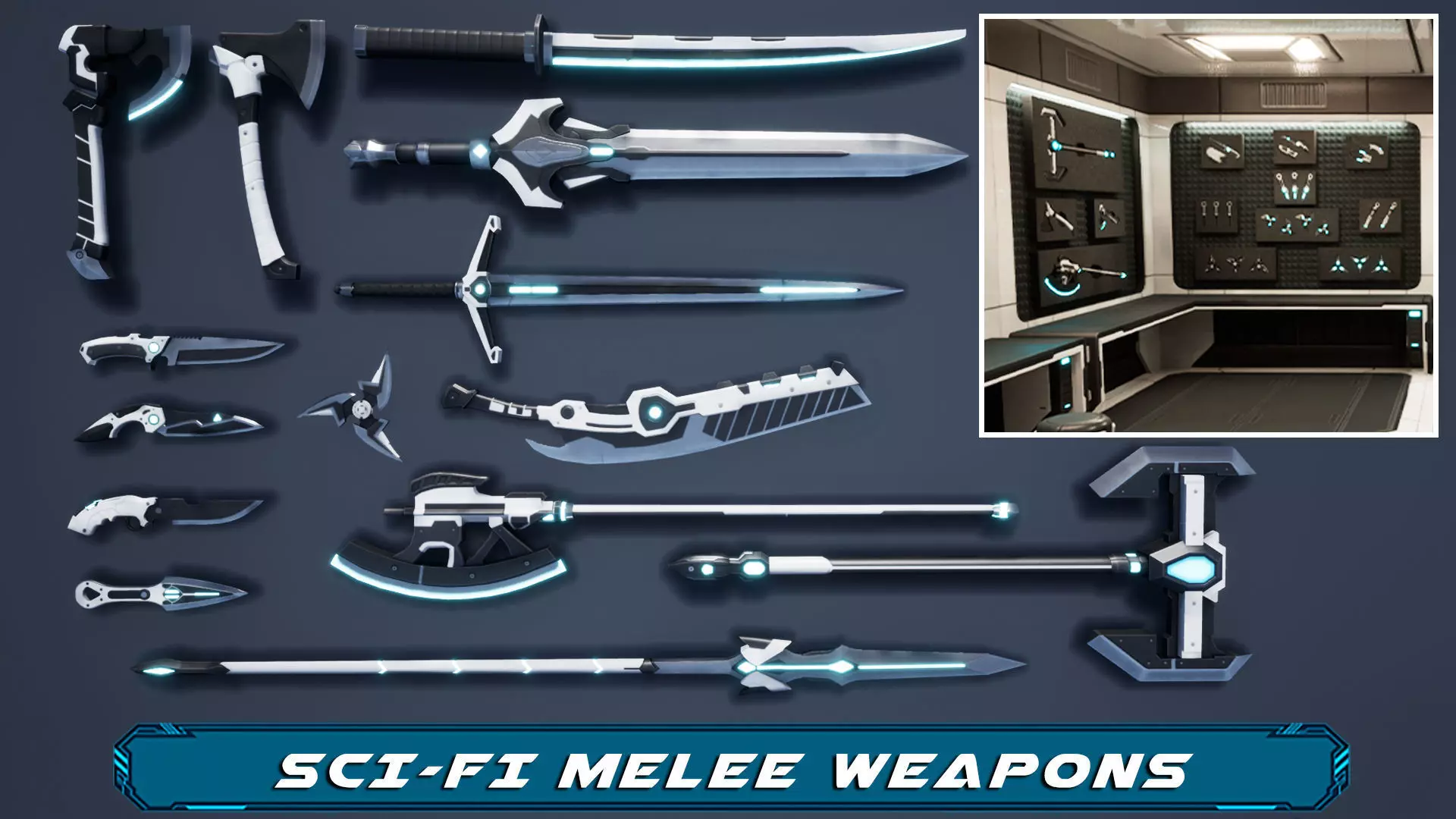 Sci Fi Melee Weapons Arsenal Interior Low-poly 3D model_0