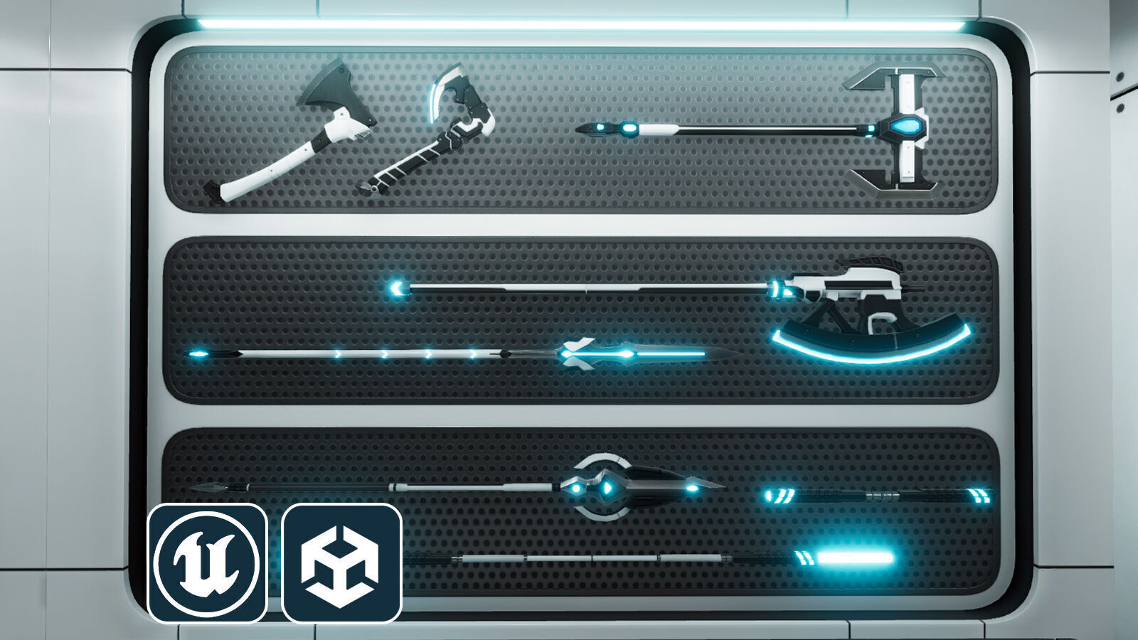 Sci Fi Melee Weapons Arsenal Interior Low-poly 3D model_2