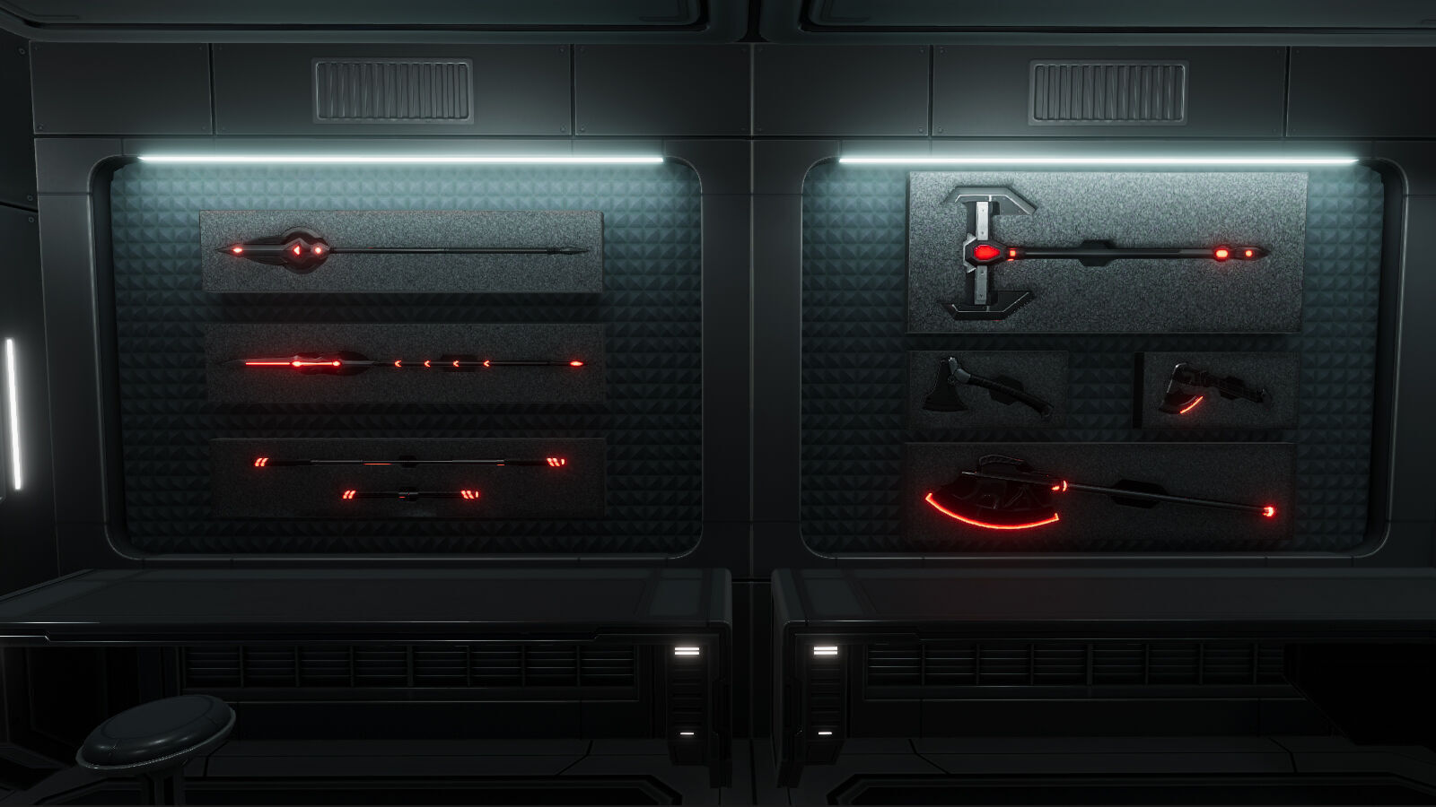 Sci Fi Melee Weapons Arsenal Interior Low-poly 3D model_12