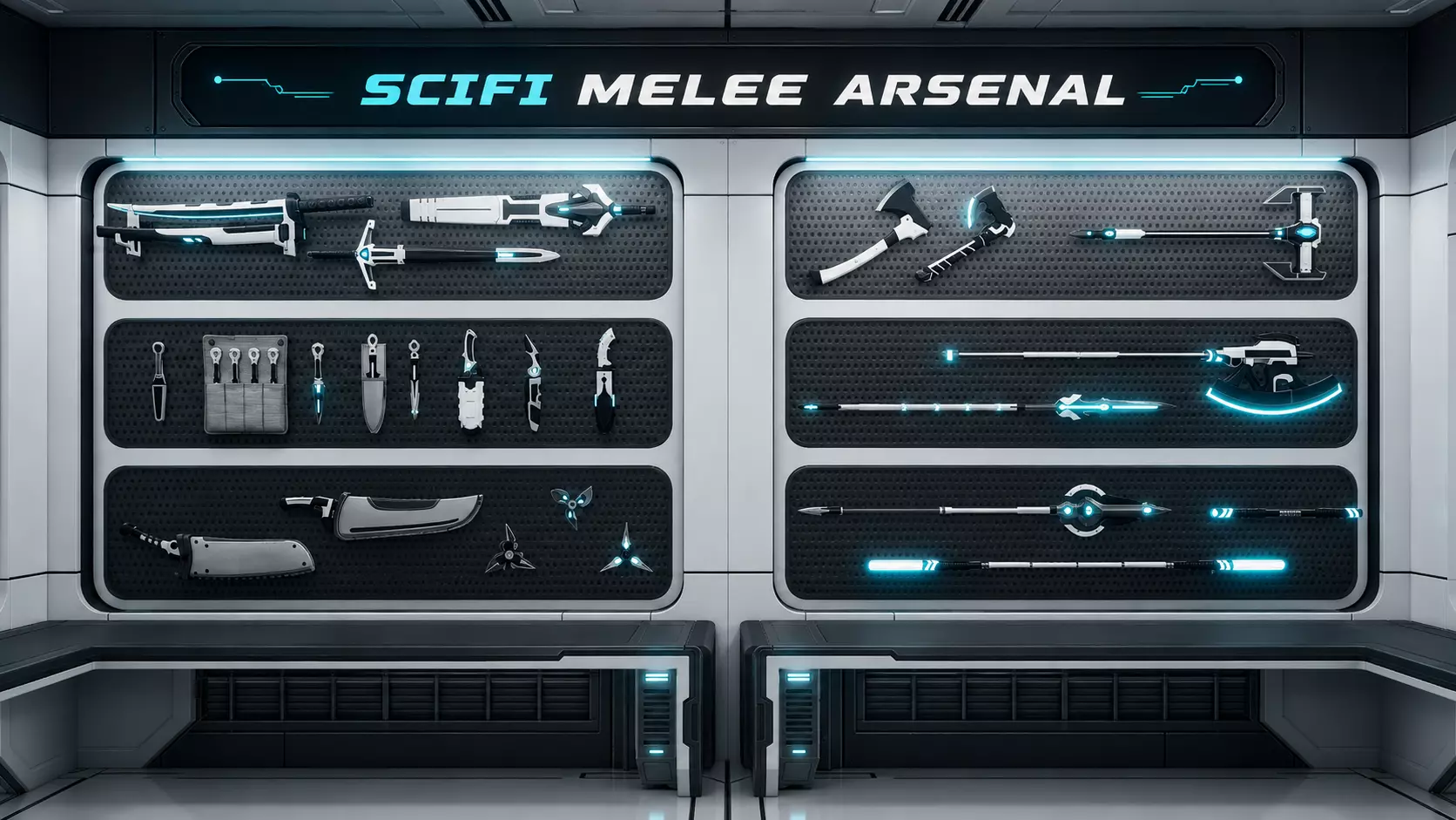 Sci Fi Melee Weapons Arsenal Interior Low-poly 3D model