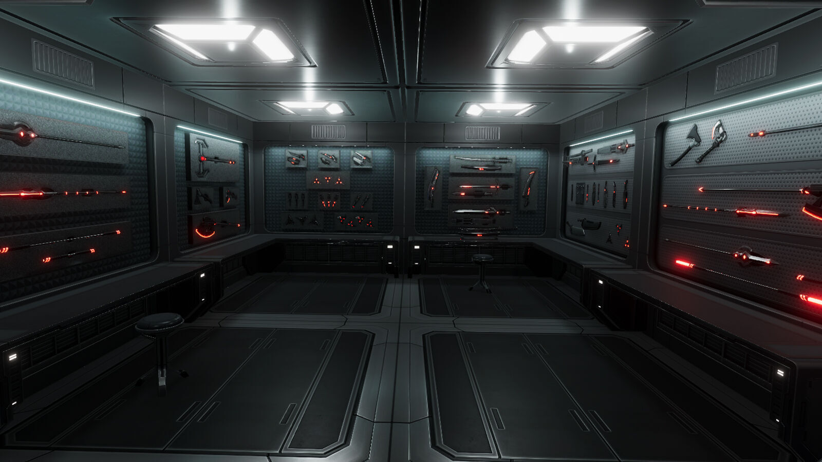 Sci Fi Melee Weapons Arsenal Interior Low-poly 3D model_11