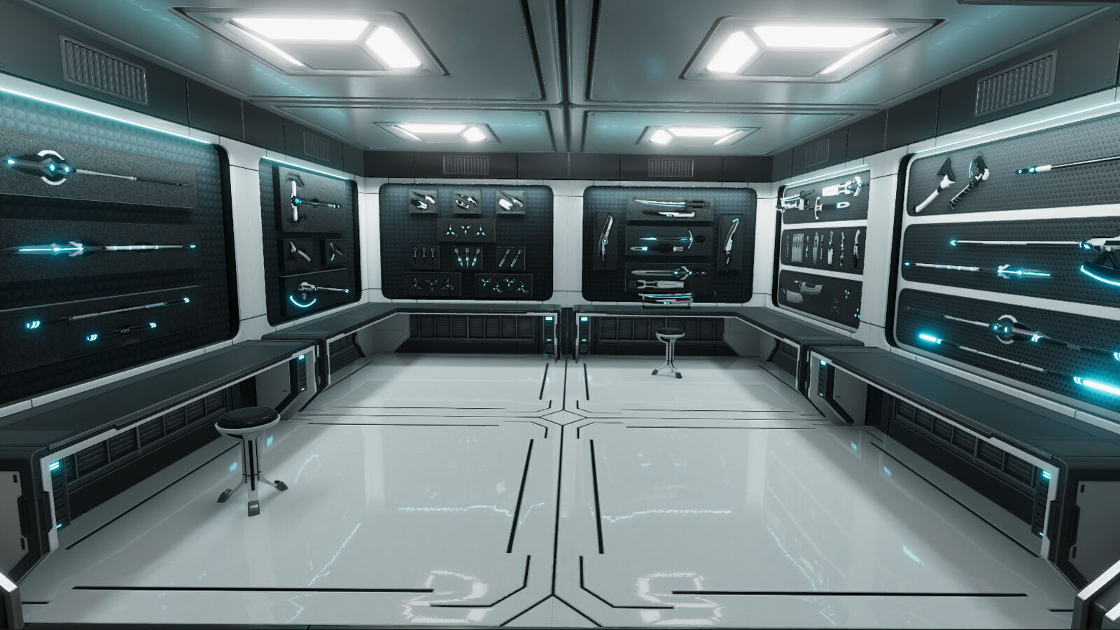 Sci Fi Melee Weapons Arsenal Interior Low-poly 3D model_3