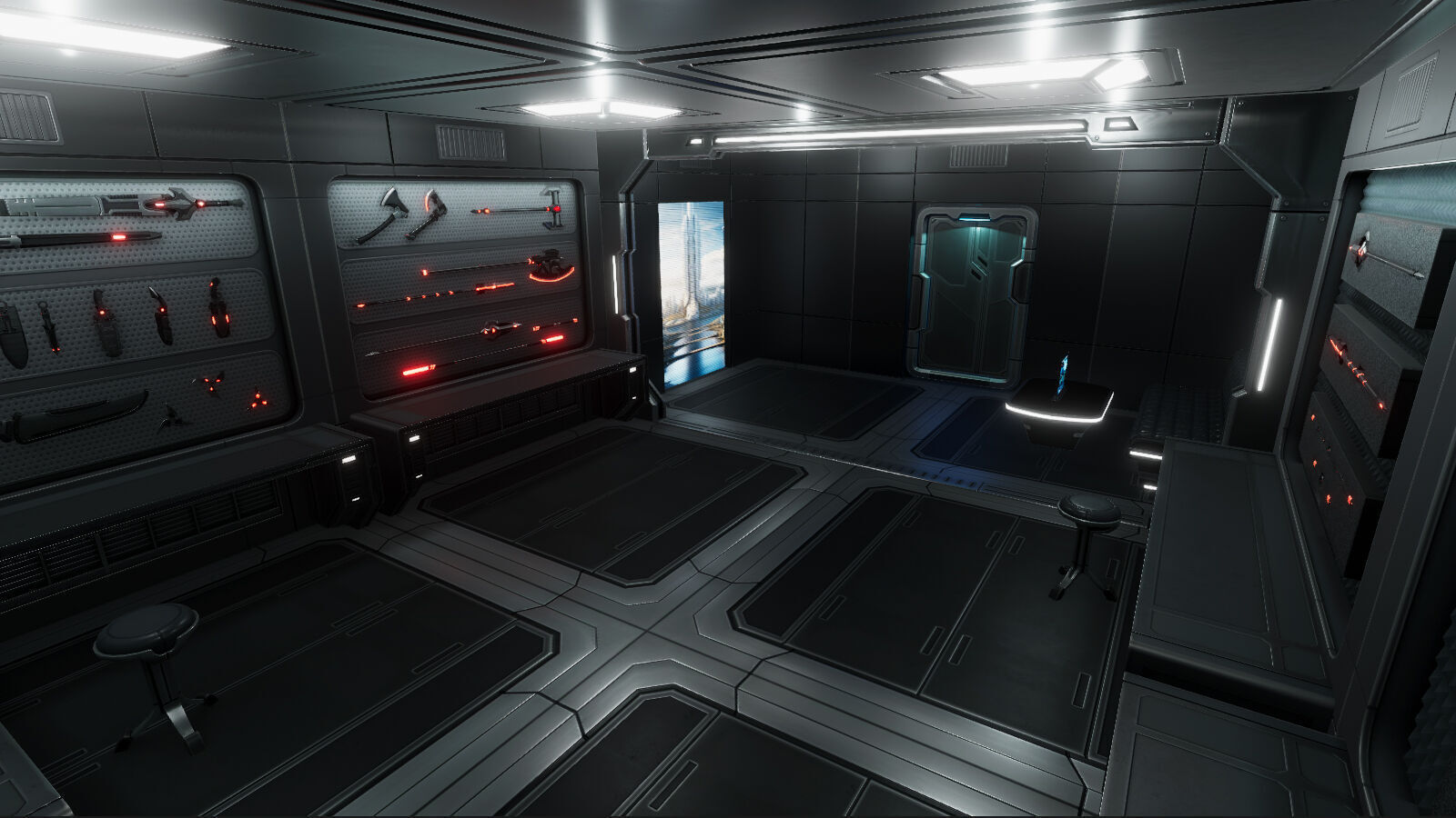 Sci Fi Melee Weapons Arsenal Interior Low-poly 3D model_13