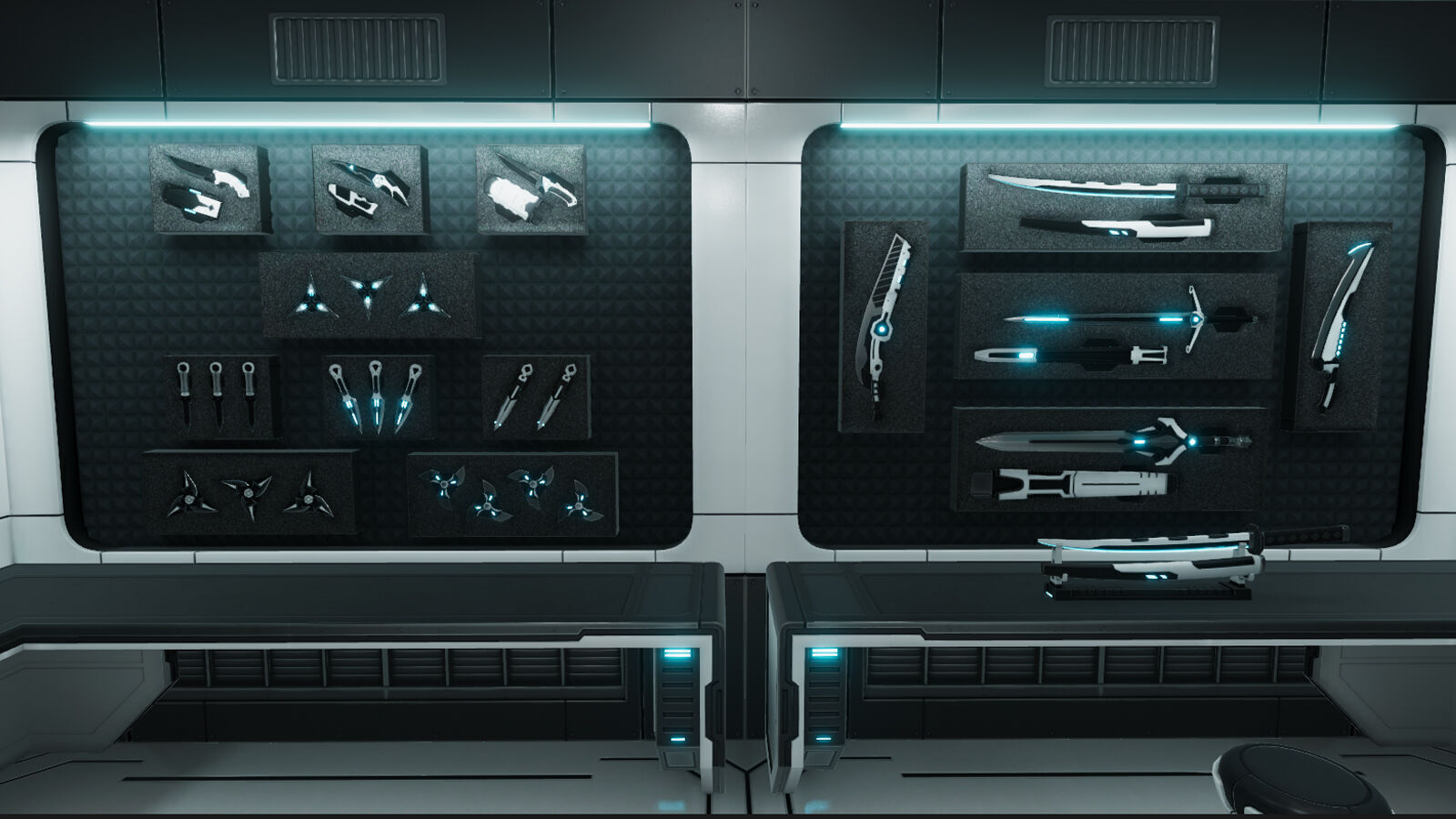 Sci Fi Melee Weapons Arsenal Interior Low-poly 3D model_6