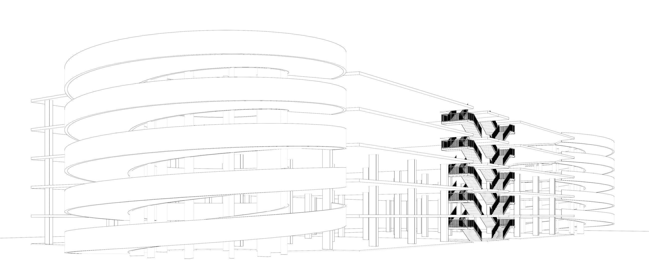 Parking garage building in structure 25-25 3D model_5