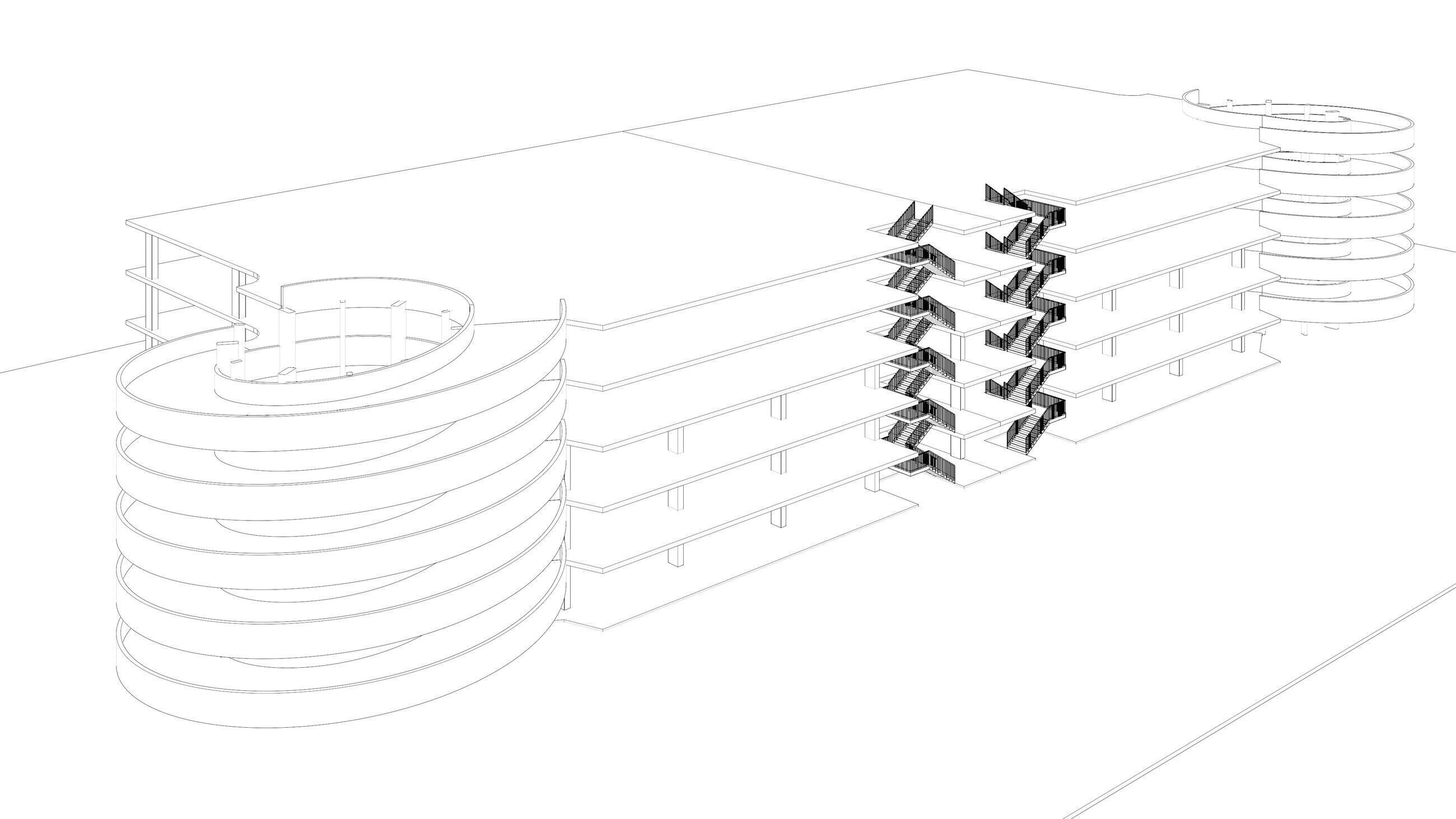 Parking garage building in structure 25-25 3D model_6