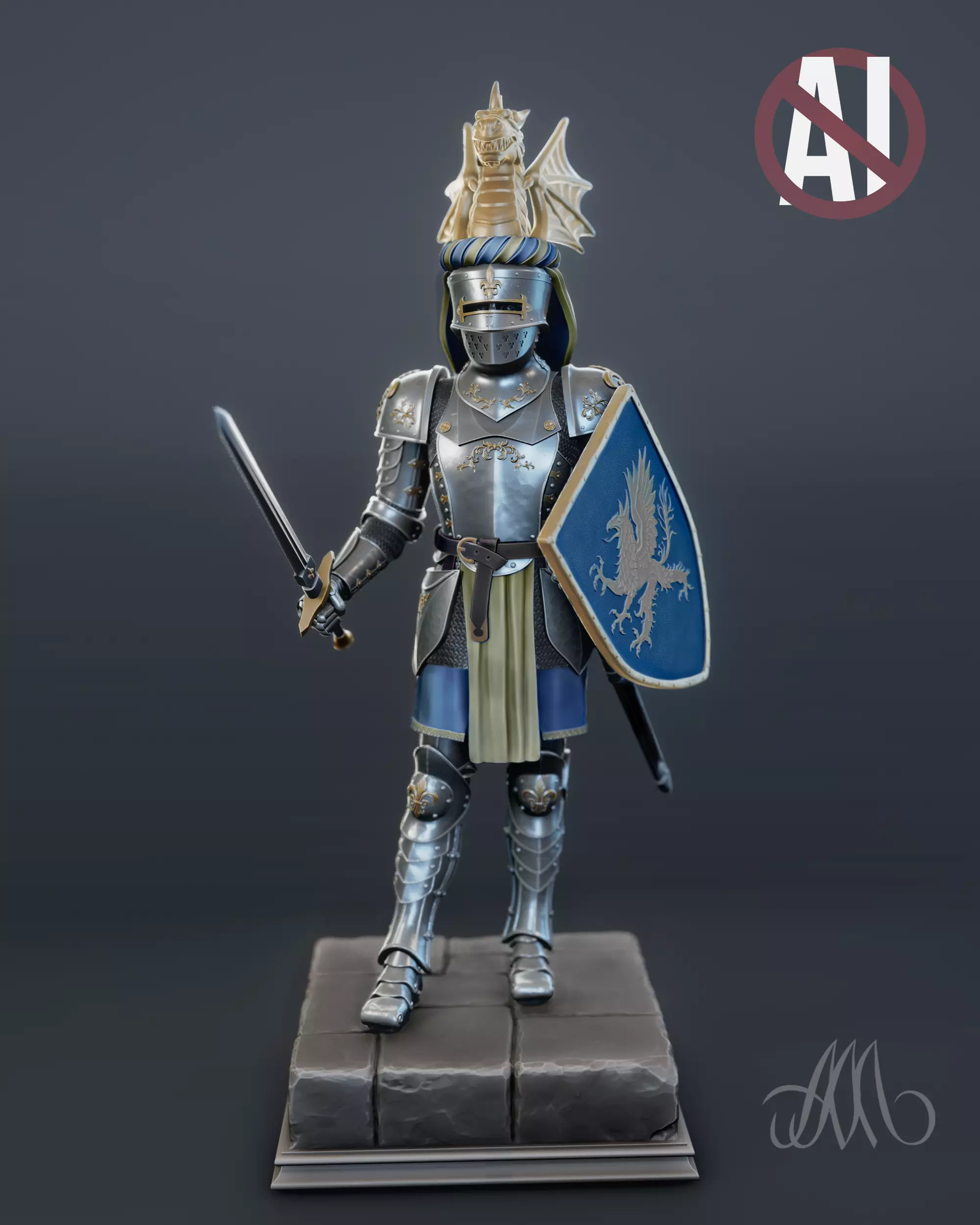 BRETONNIA KNIGHT pre-supported 3D print model_0