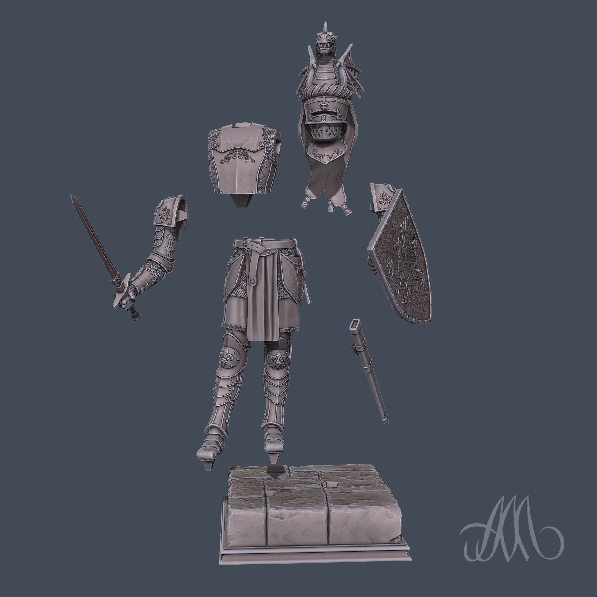 BRETONNIA KNIGHT pre-supported 3D print model_6