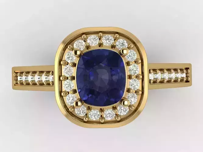 Elegant Blue Princess-Cut Solitaire Ring