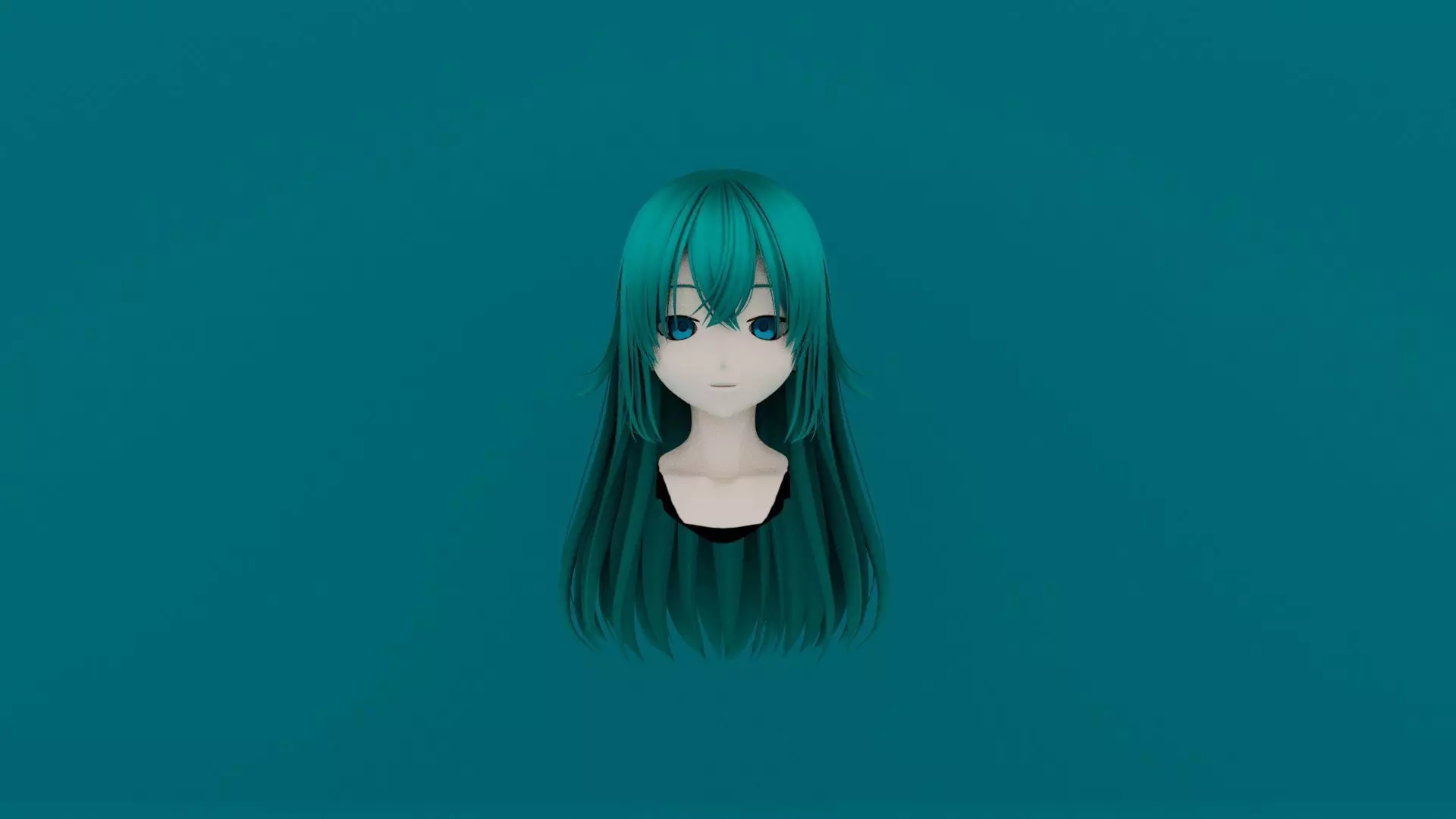 female hair model ANIME STYLE Low-poly 3D model_0