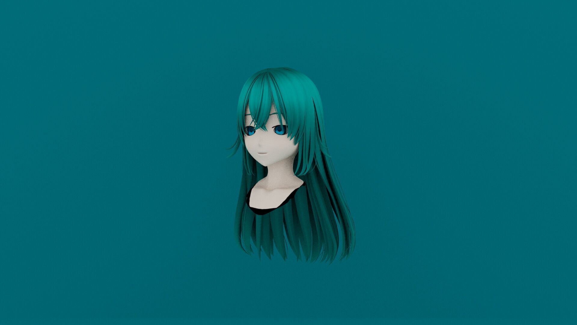 female hair model ANIME STYLE Low-poly 3D model_1